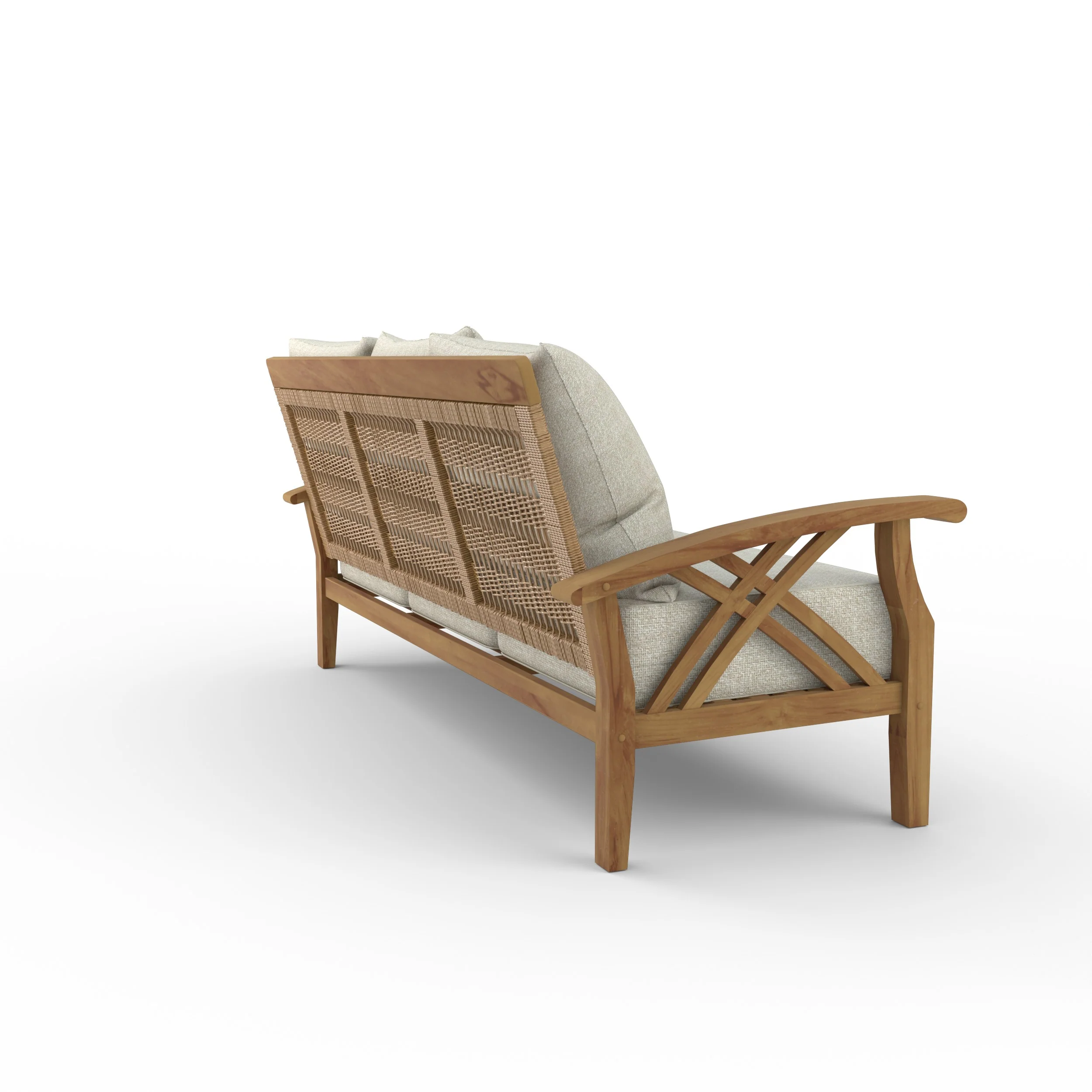 Carmel Teak Wood Patio Sofa with Tan Cushion - Image 42