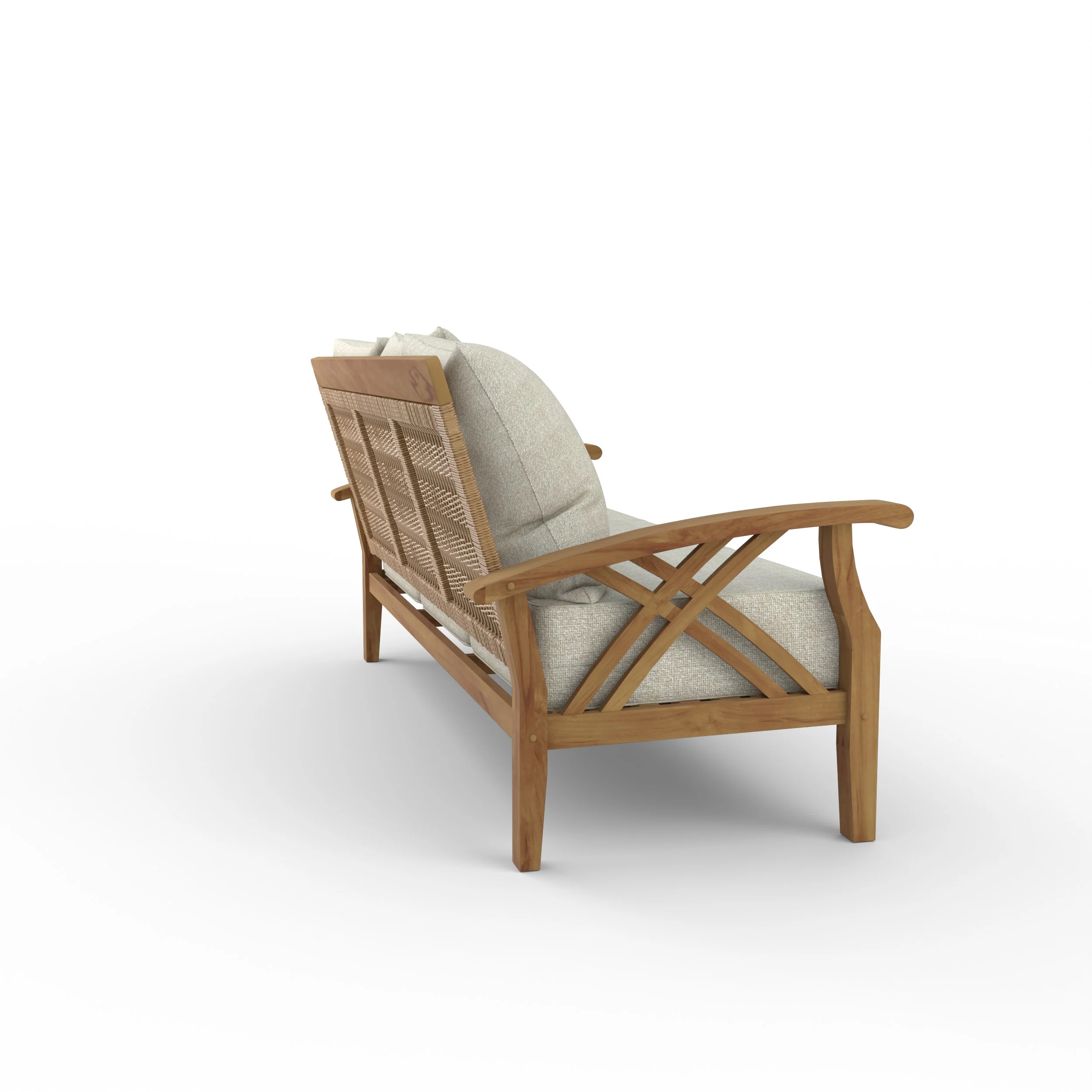 Carmel Teak Wood Patio Sofa with Tan Cushion - Image 43