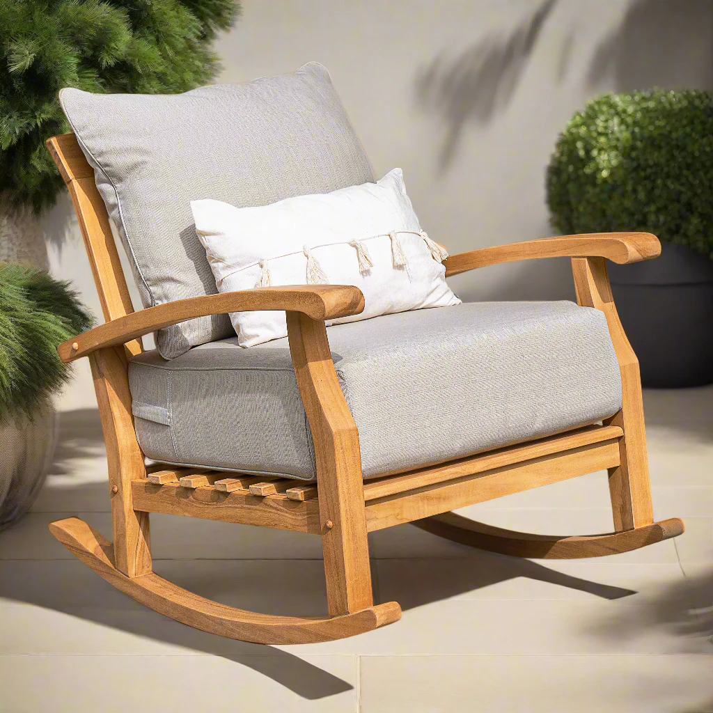 Caterina 4 Piece Teak Wood Patio Conversation Set with Beige Cushion - Image 8