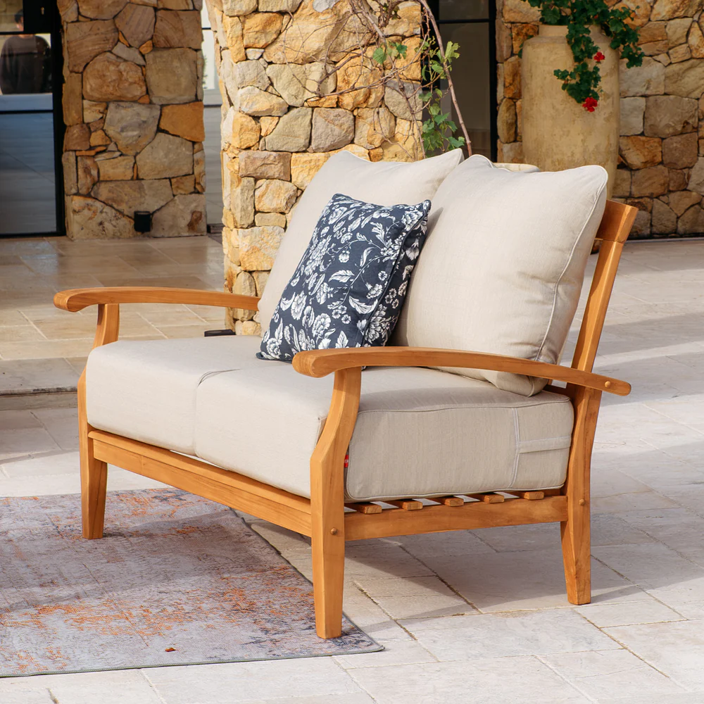 Caterina 5 Piece Teak Outdoor Conversation Set with Beige Cushion - Image 10