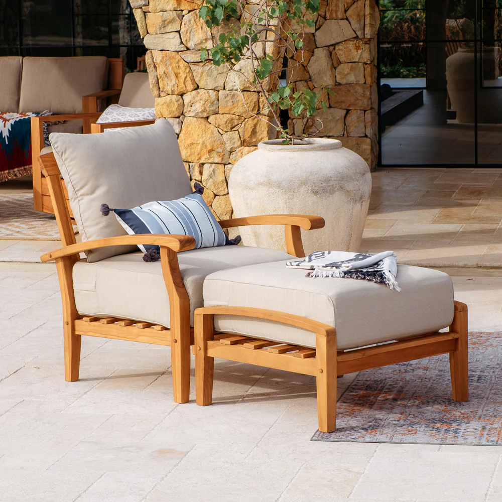 Caterina 5 Piece Teak Outdoor Conversation Set with Beige Cushion - Image 3
