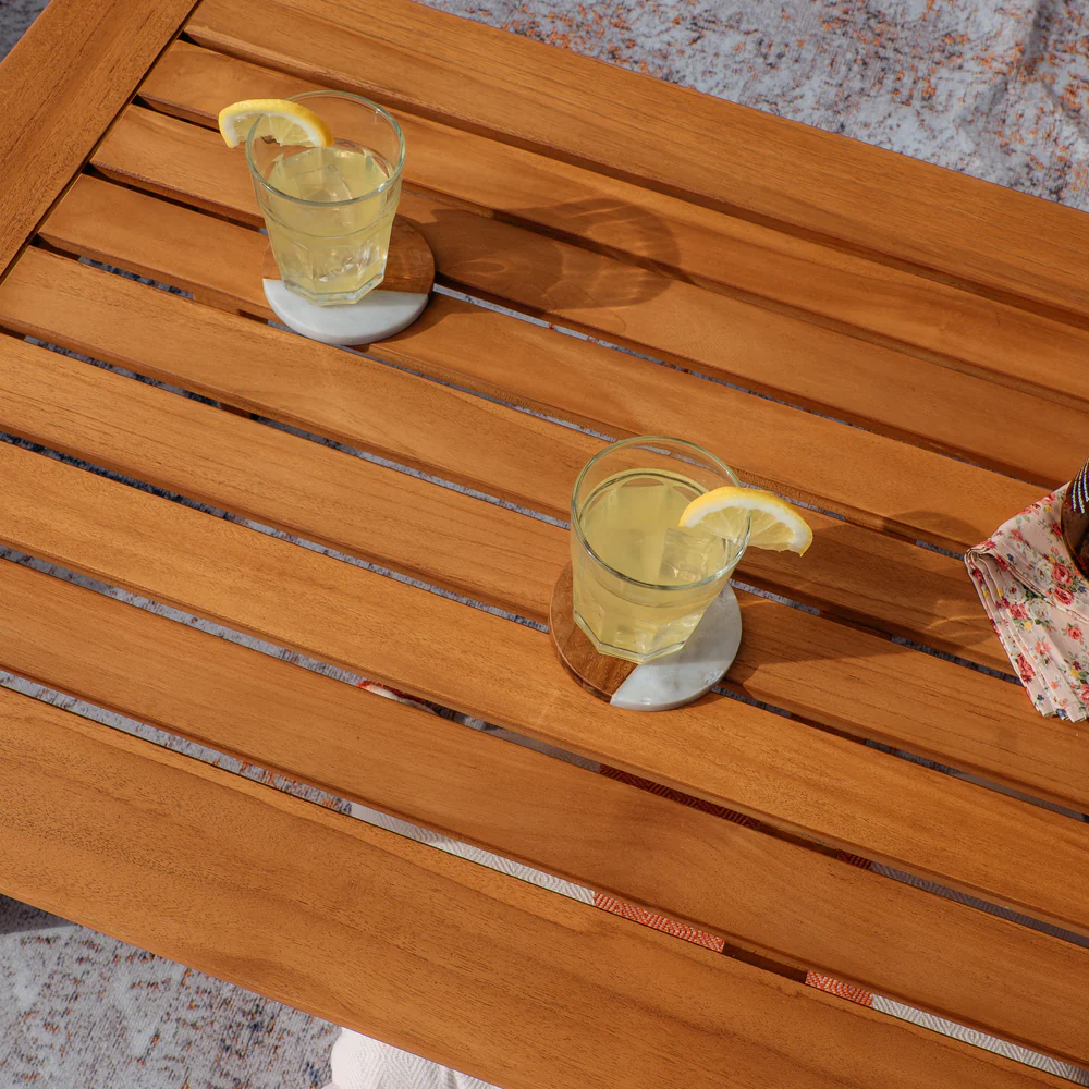 Caterina 5 Piece Teak Outdoor Conversation Set with Navy Cushion - Image 12
