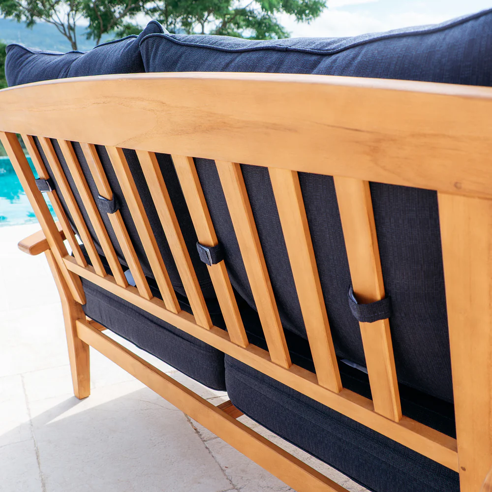 Caterina 5 Piece Teak Outdoor Conversation Set with Navy Cushion - Image 7