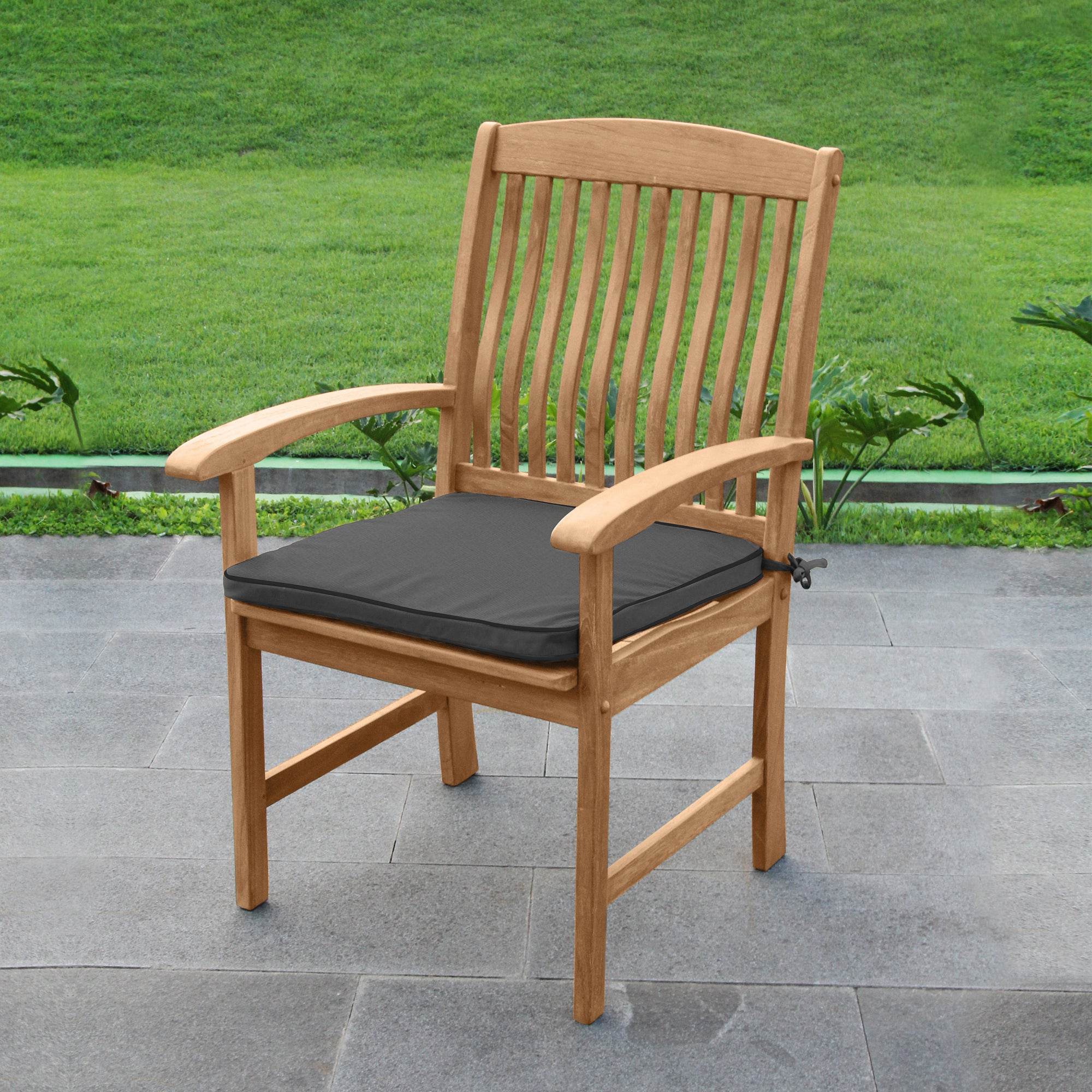Caterina 7 Pieces Teak Outdoor Extendable Table Dining Set with Gray Cushion - Image 9