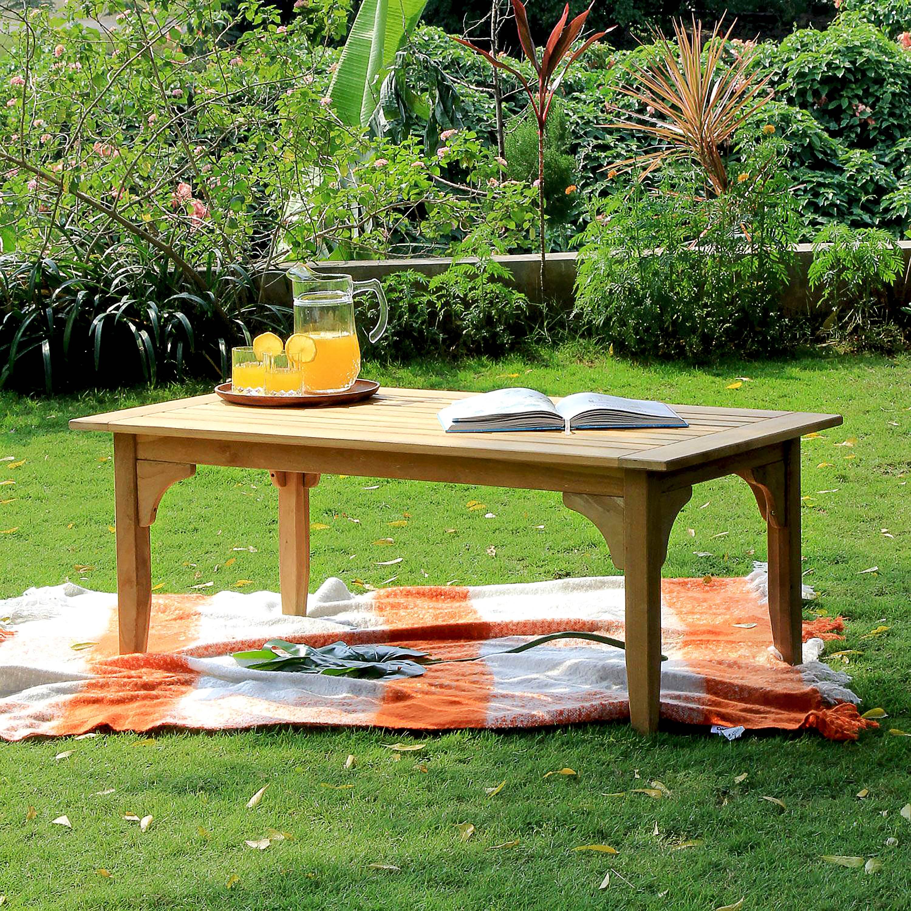 Caterina Teak Wood 4 Piece Patio Conversation Set with Navy Cushion - Image 9