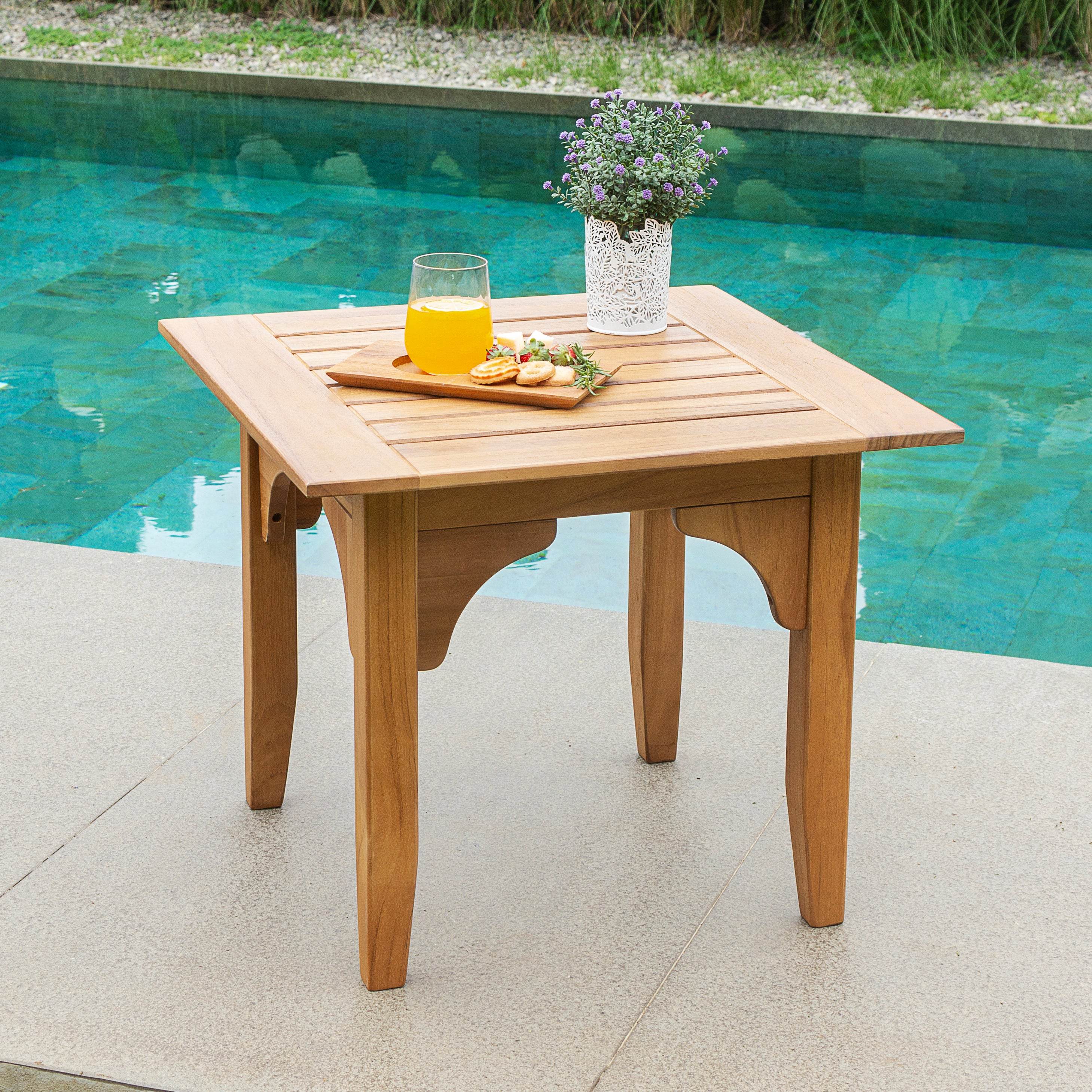 Caterina Teak Wood 5 Pieces Patio Conversation Set with Beige Cushion - Image 14