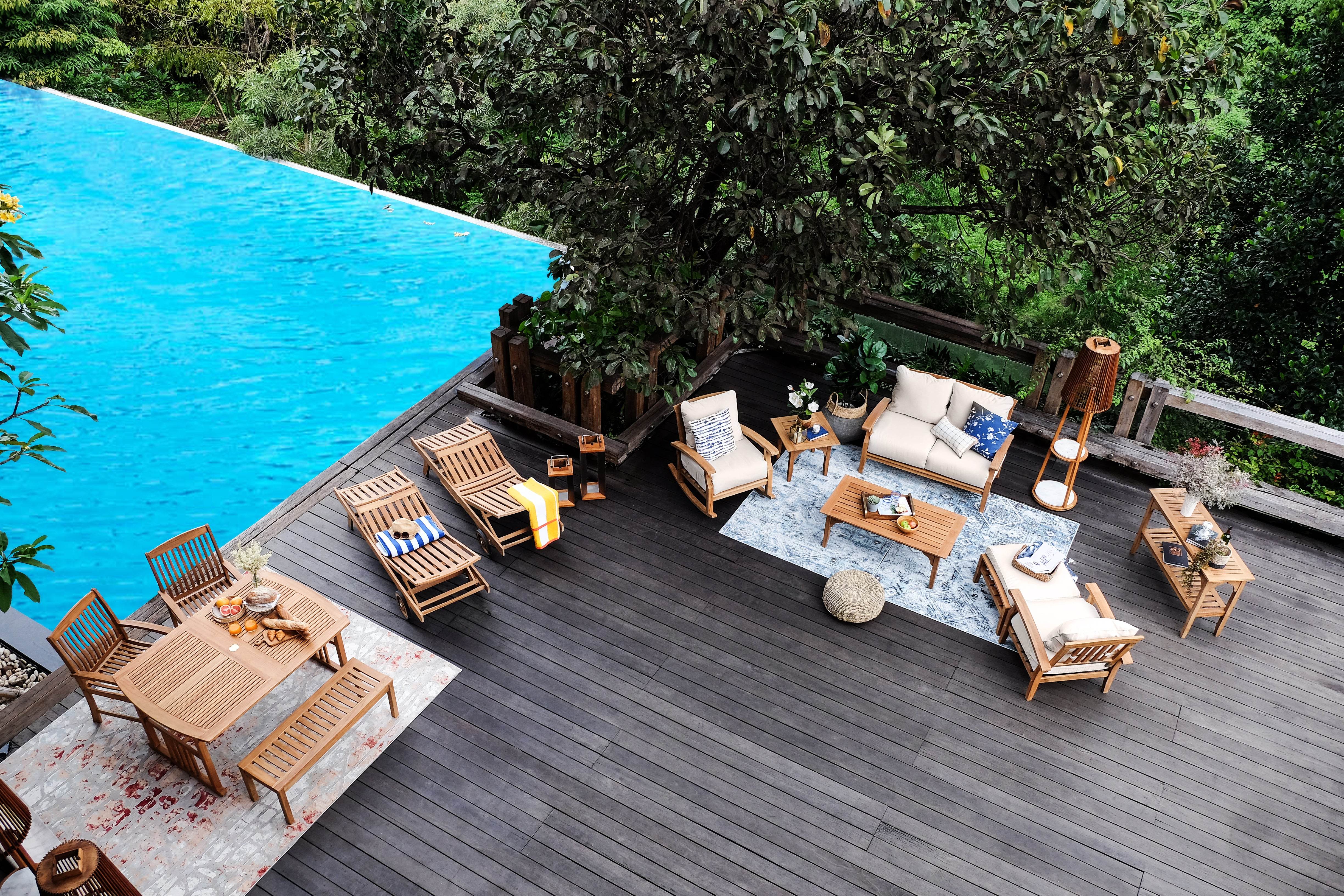 Caterina Teak Wood 6 Pieces Outdoor Dining Set - Image 10