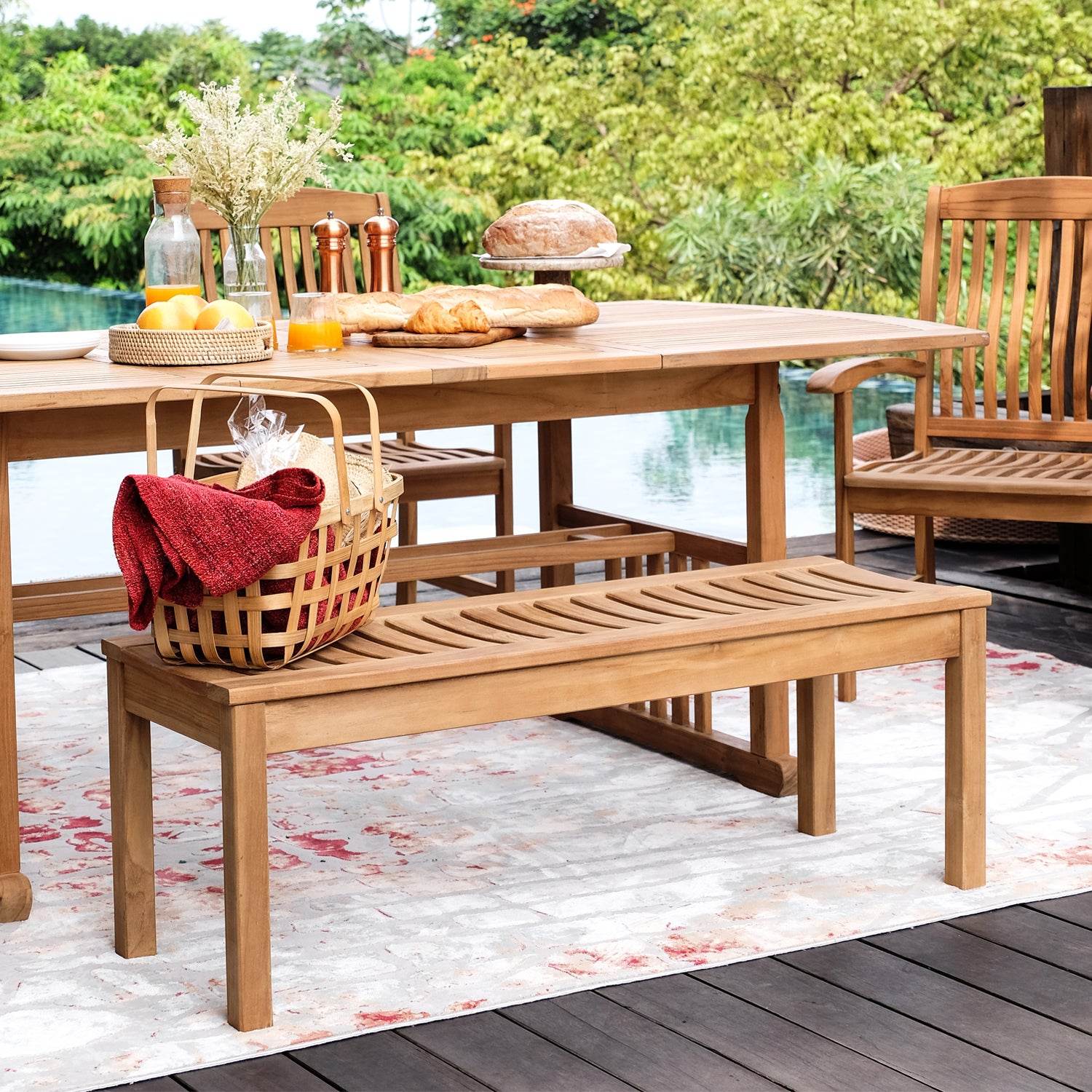 Caterina Teak Wood 6 Pieces Outdoor Dining Set - Image 7