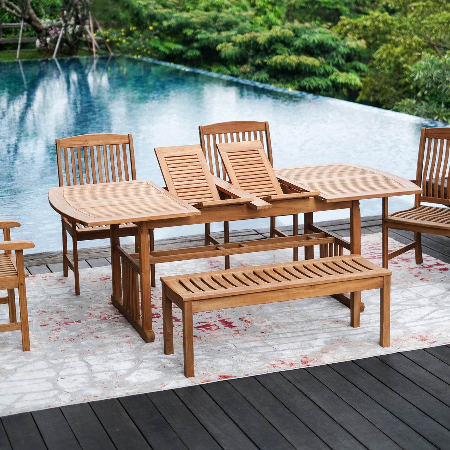 Caterina Teak Wood 6 Pieces Outdoor Dining Set - Image 9