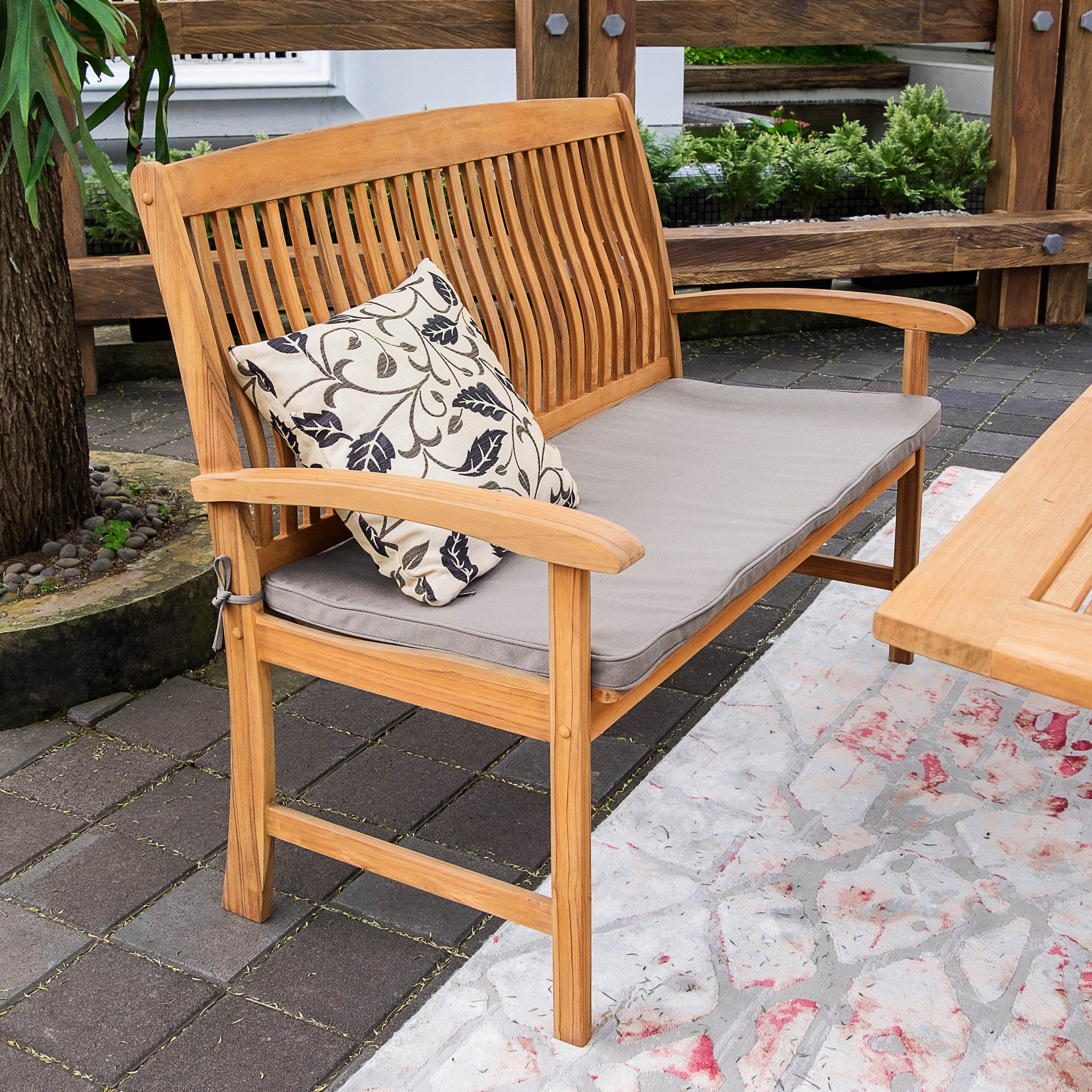 Caterina Teak Wood 6 Pieces Outdoor Dining Set with Beige Seatpad - Image 6