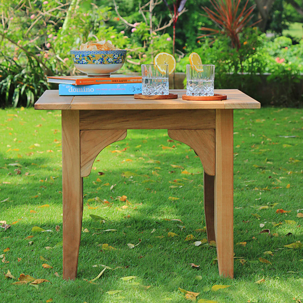 Caterina Teak Wood 7 Piece Patio Conversation Set with Beige Cushion - Image 11