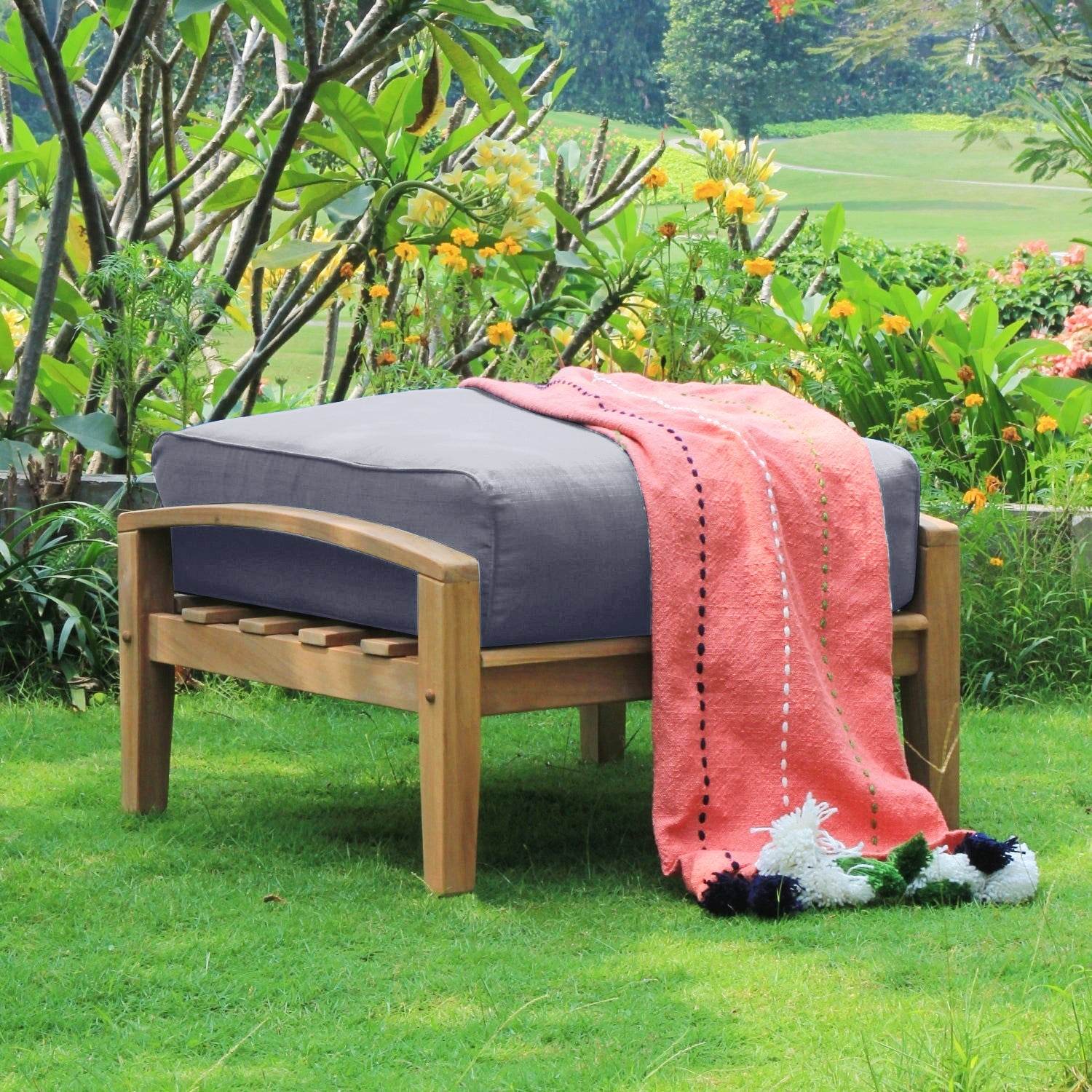 Caterina Teak Wood 7 Piece Patio Conversation Set with Gray Cushion - Image 6