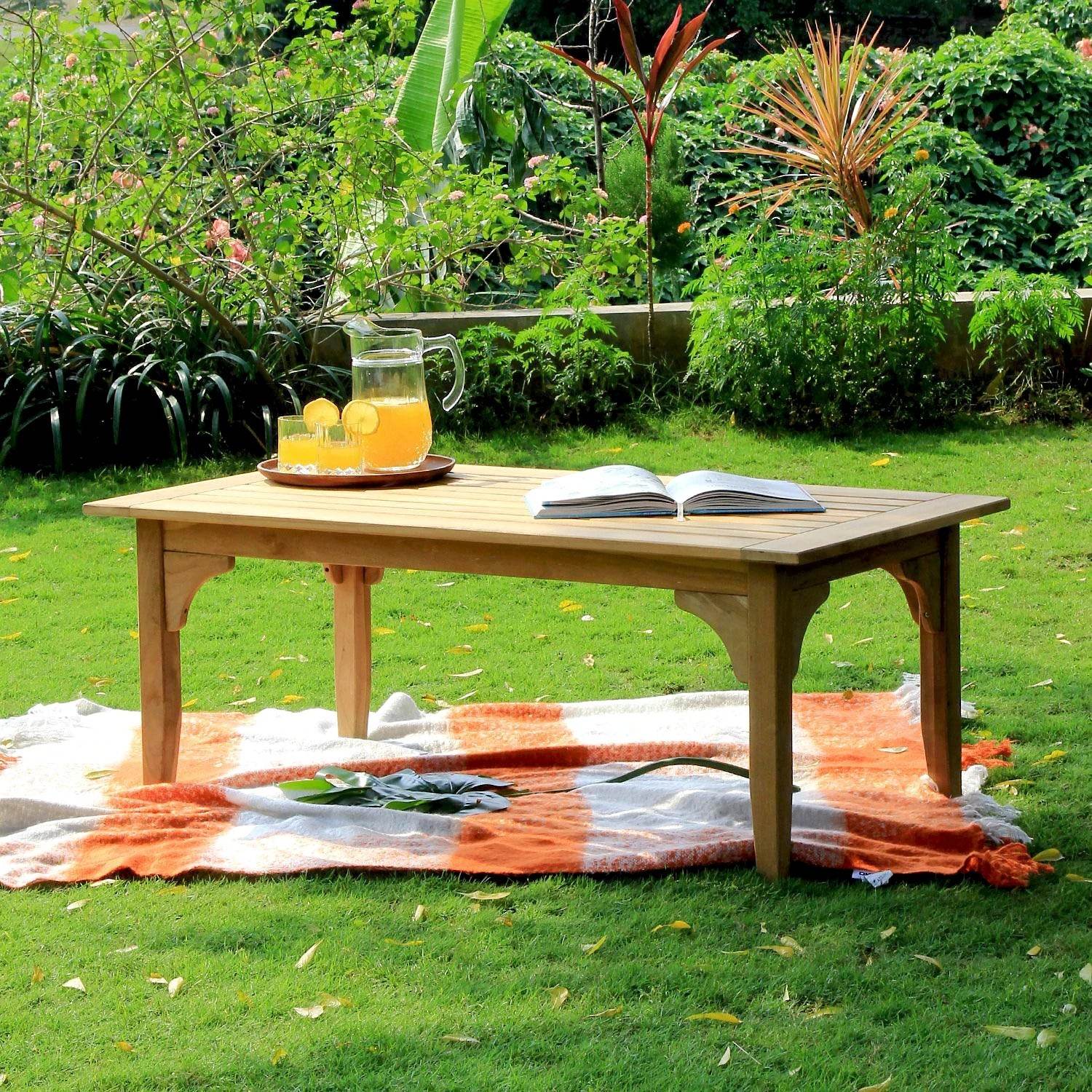 Caterina Teak Wood 7 Piece Patio Conversation Set with Gray Cushion - Image 8