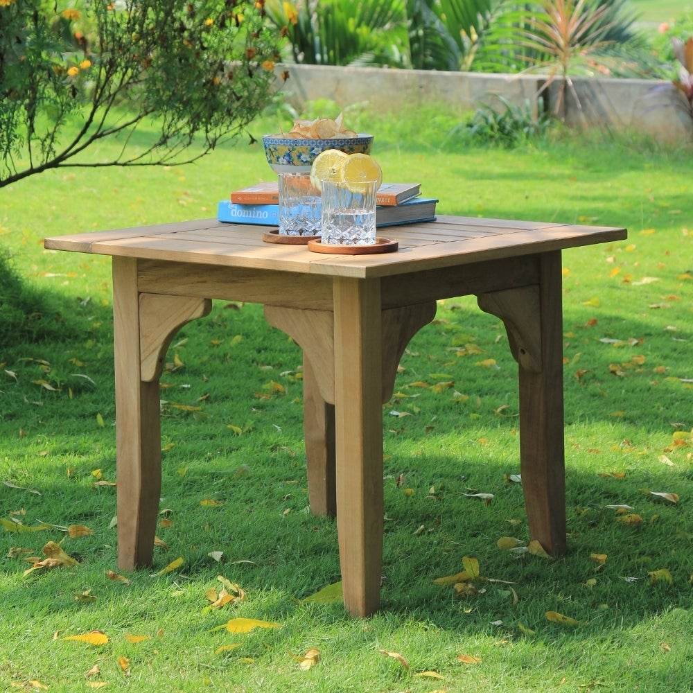 Caterina Teak Wood 7 Piece Patio Conversation Set with Navy Cushion - Image 12