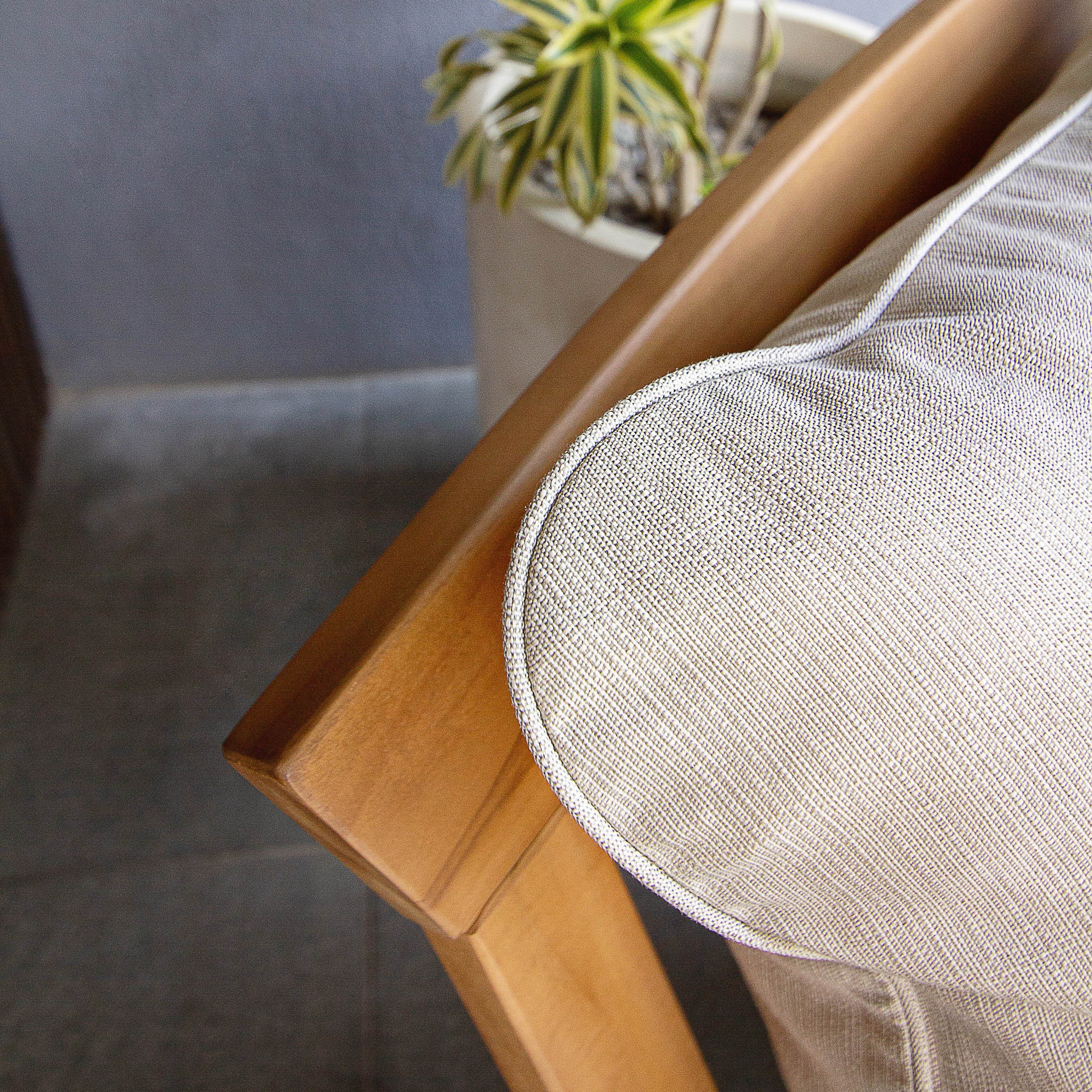 Caterina Teak Wood Outdoor Lounge Chair with Beige Cushion - Image 11