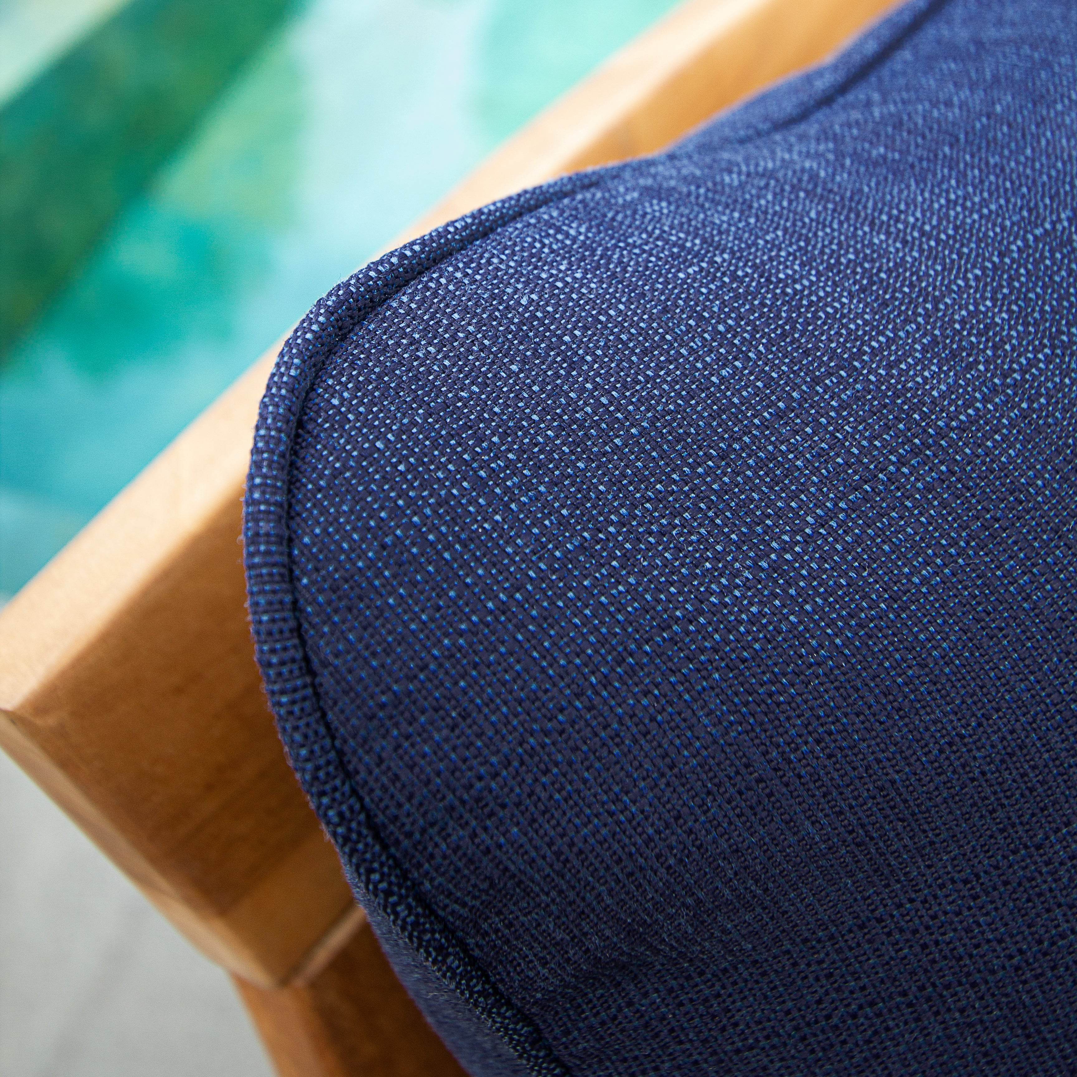 Caterina Teak Wood Outdoor Lounge Chair with Navy Cushion - Image 10