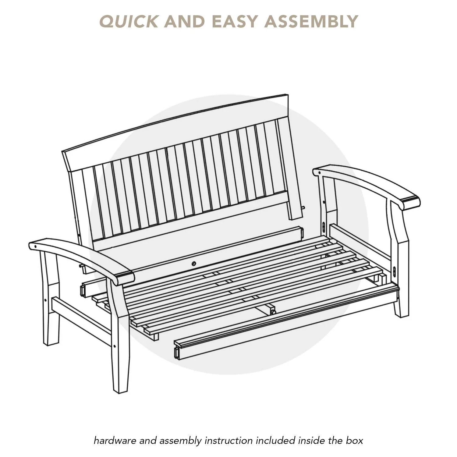 Caterina Teak Wood Outdoor Loveseat with Beige Cushion - Image 9
