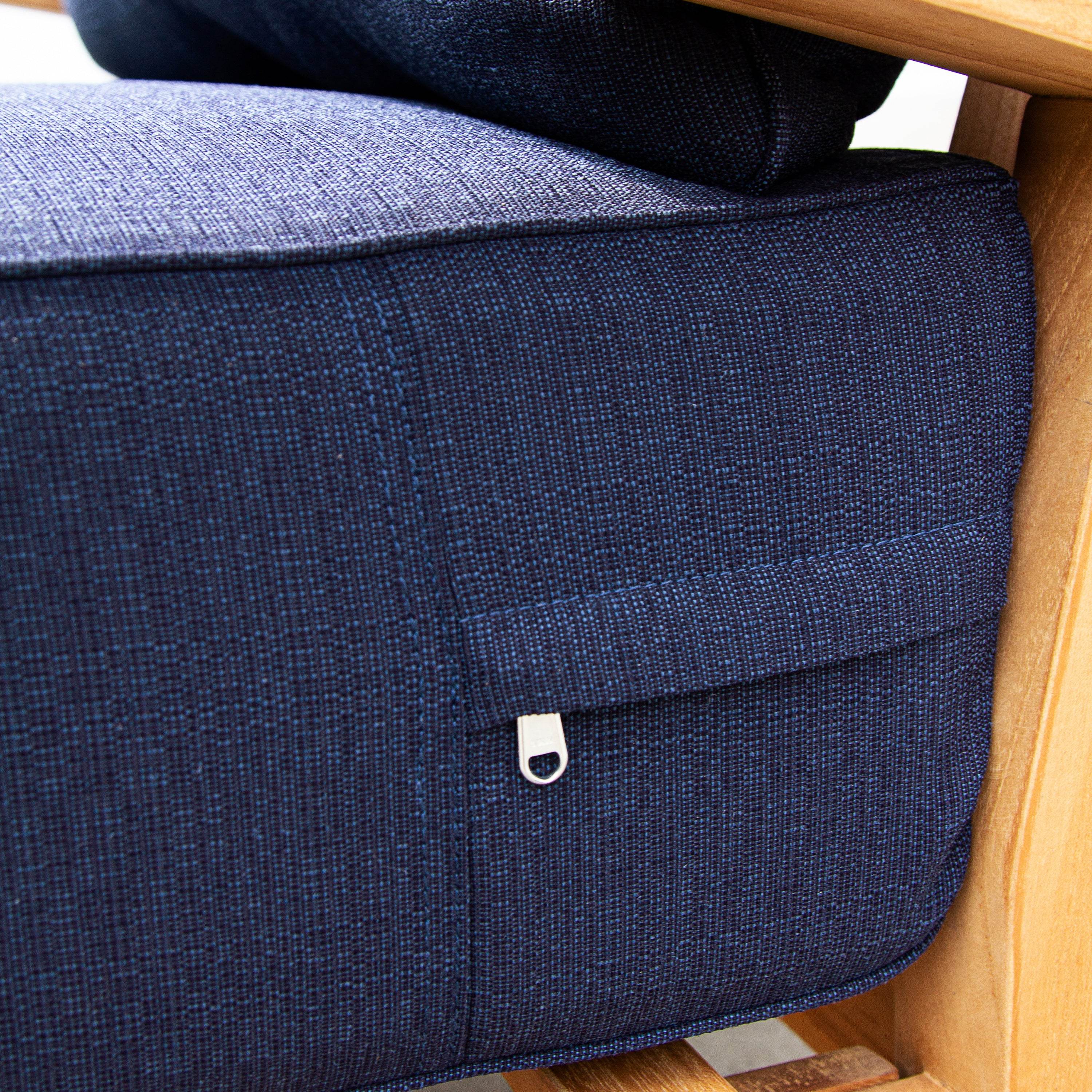 Caterina Teak Wood Outdoor Rocking Chair with Navy Cushion - Image 8
