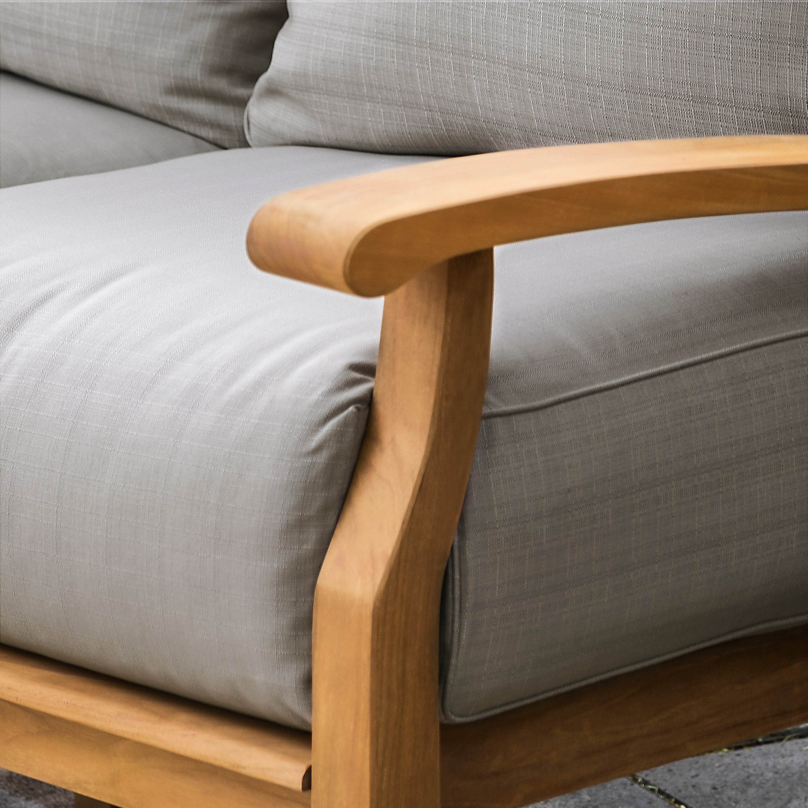 Caterina Teak Wood Patio Sofa with Beige Cushion - Image 7