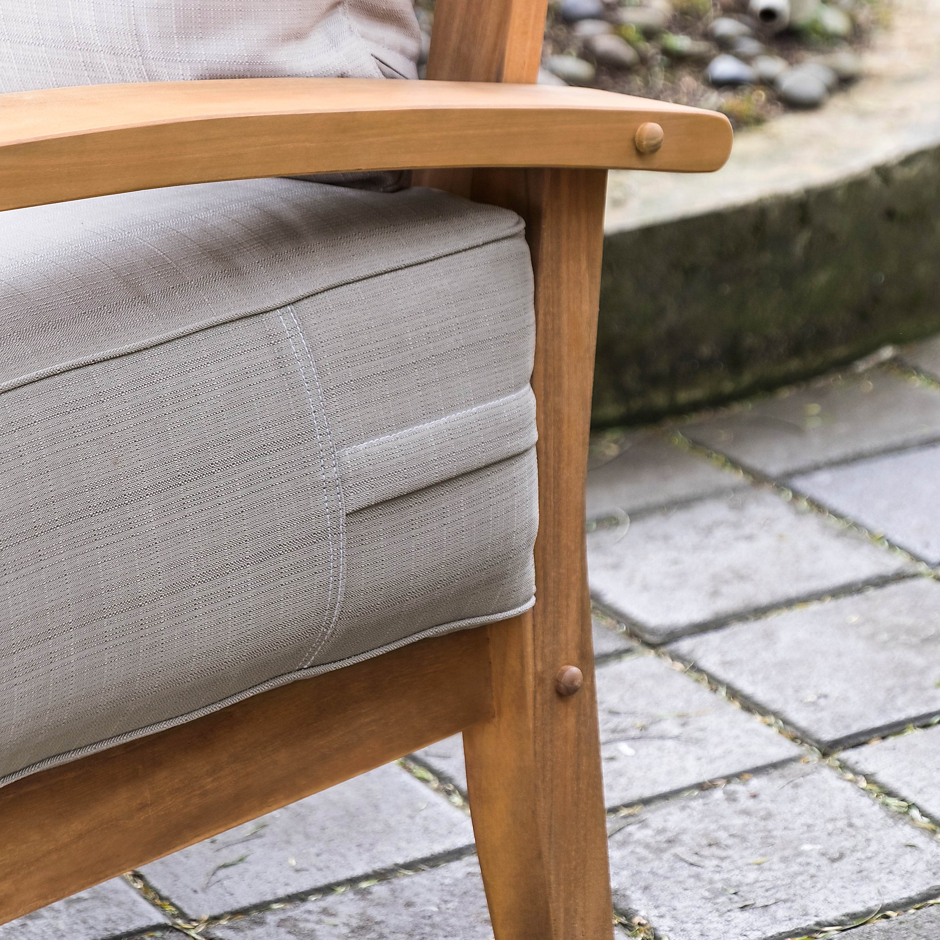 Caterina Teak Wood Patio Sofa with Beige Cushion - Image 9
