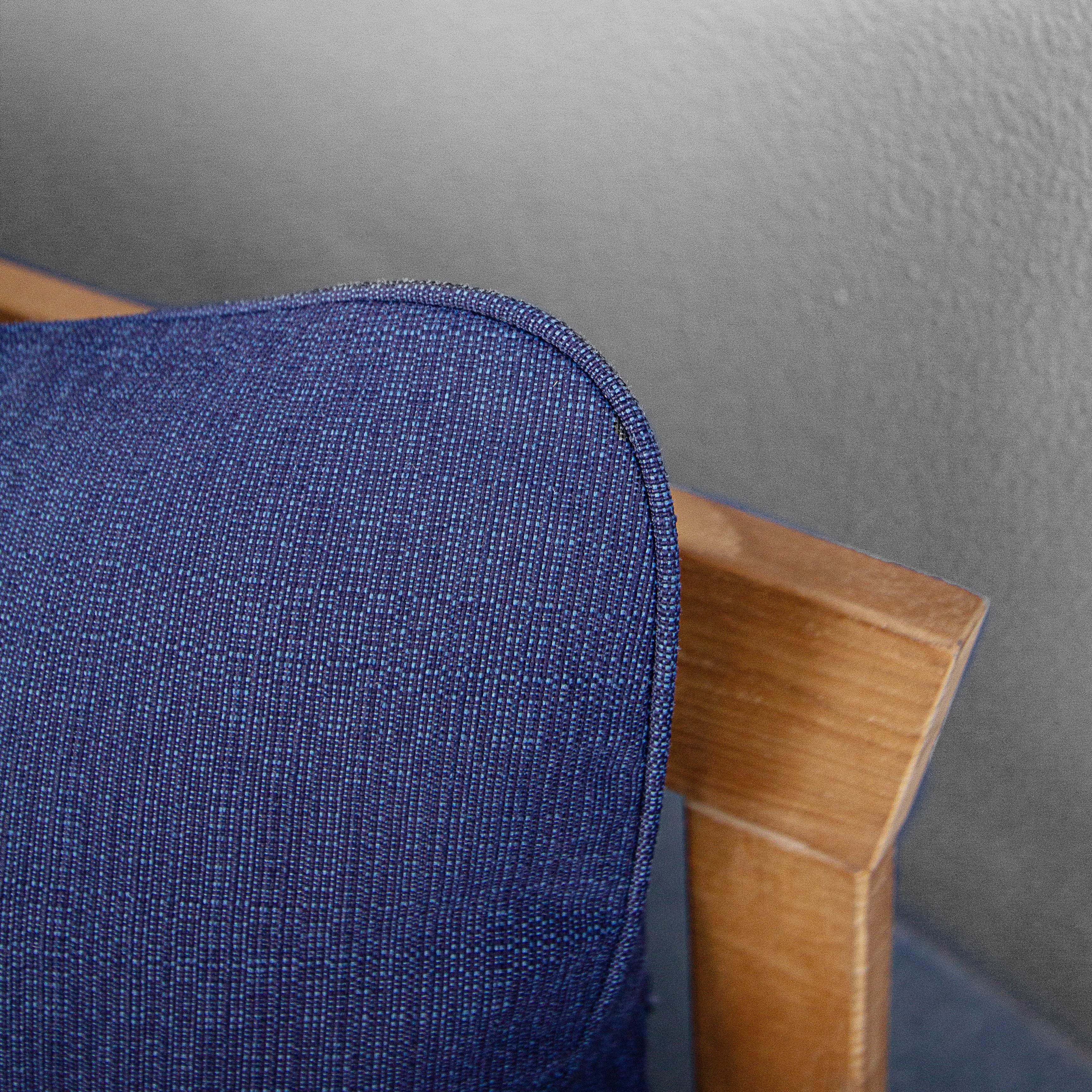 Caterina Teak Wood Patio Sofa with Navy Cushion - Image 10
