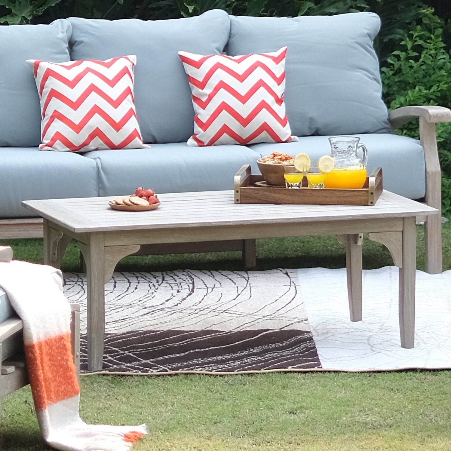Caterina Weathered Teak Wood Outdoor Coffee Table - Image 3