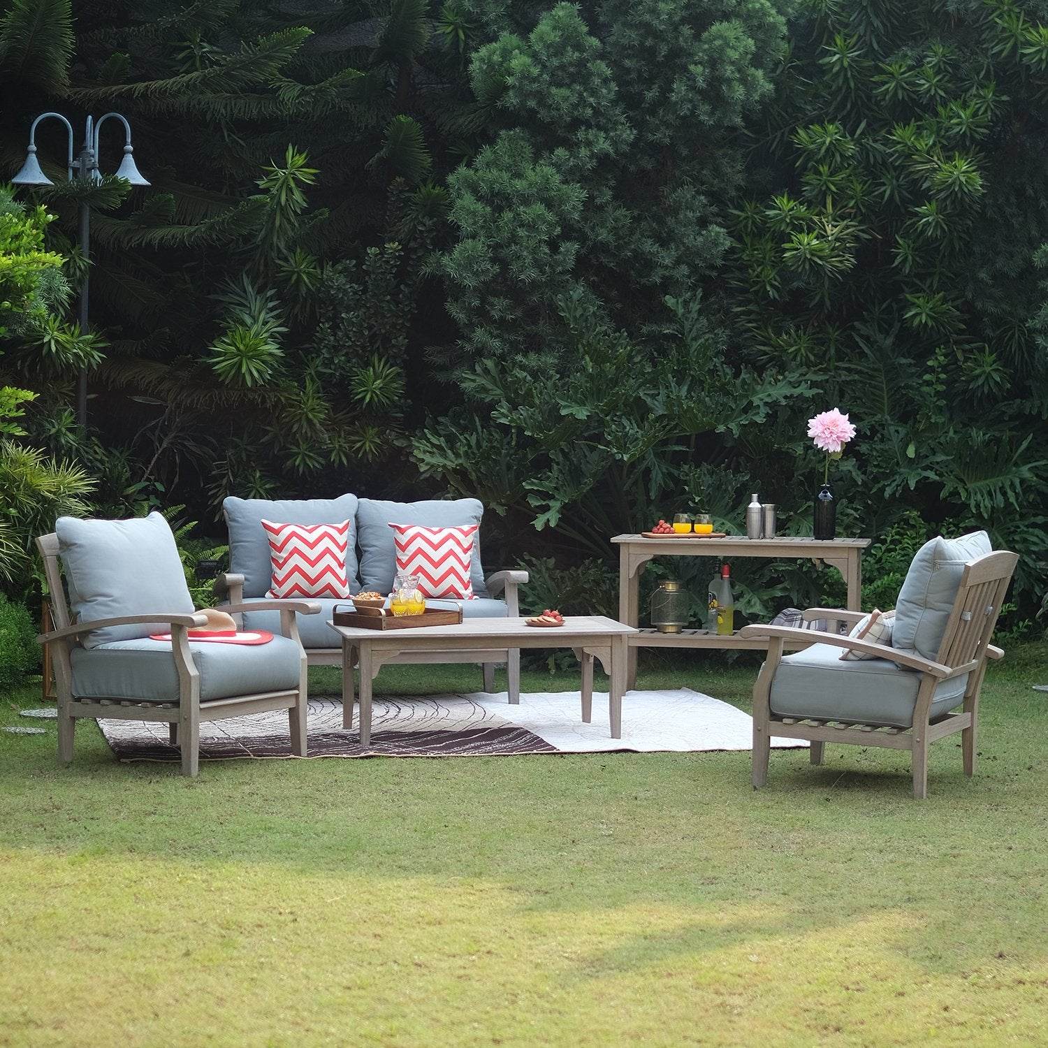 Caterina Weathered Teak Wood Outdoor Coffee Table - Image 6