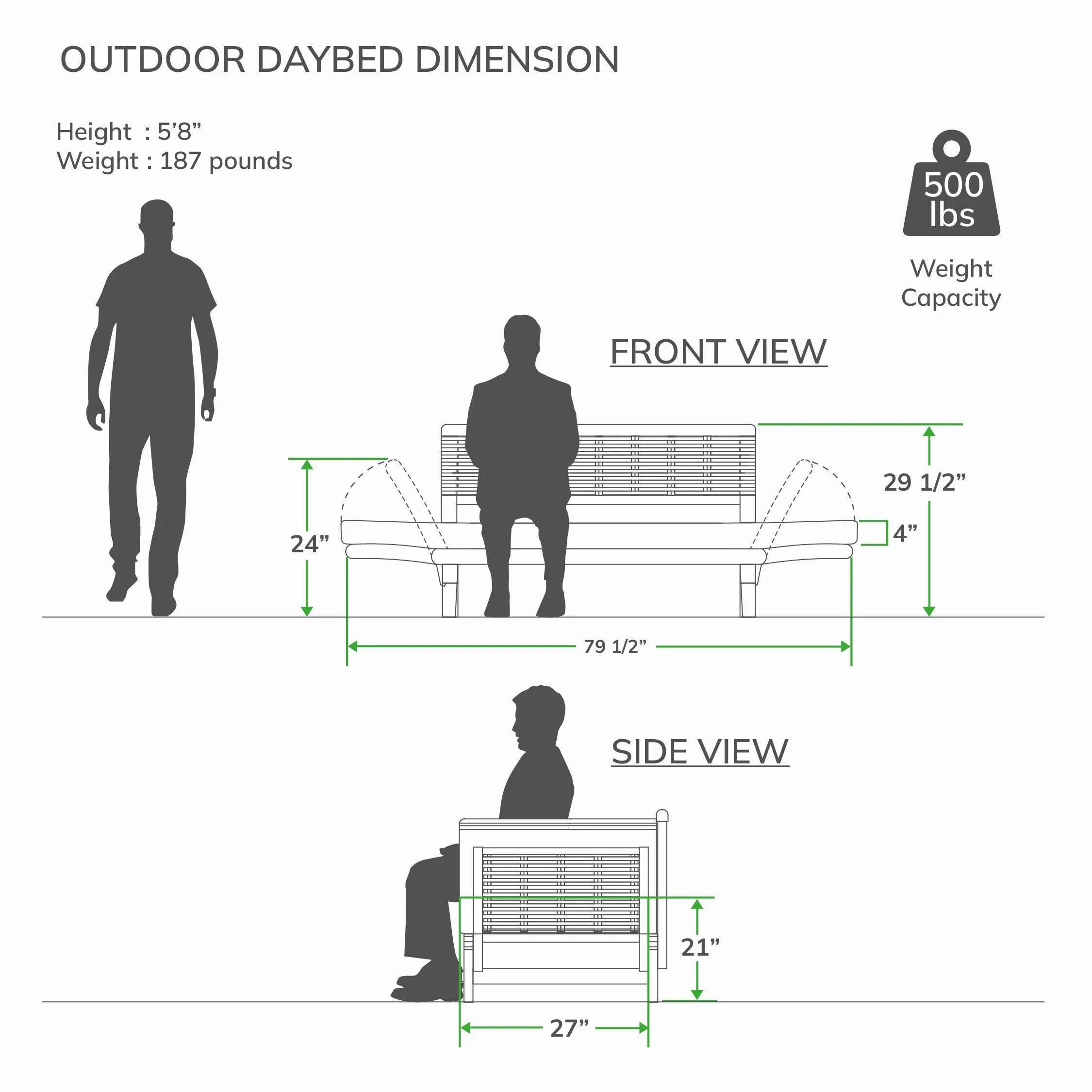 Chester Teak Wicker Outdoor Convertible Sofa Daybed with Sunbrella Cast Shale Cushion - Image 18