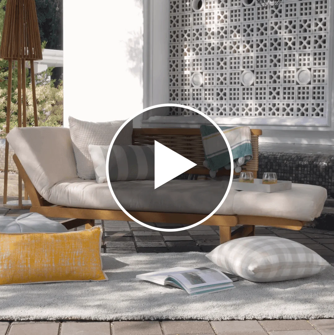 Chester Teak Wicker Outdoor Convertible Sofa Daybed with Tan Cushion - Image 5