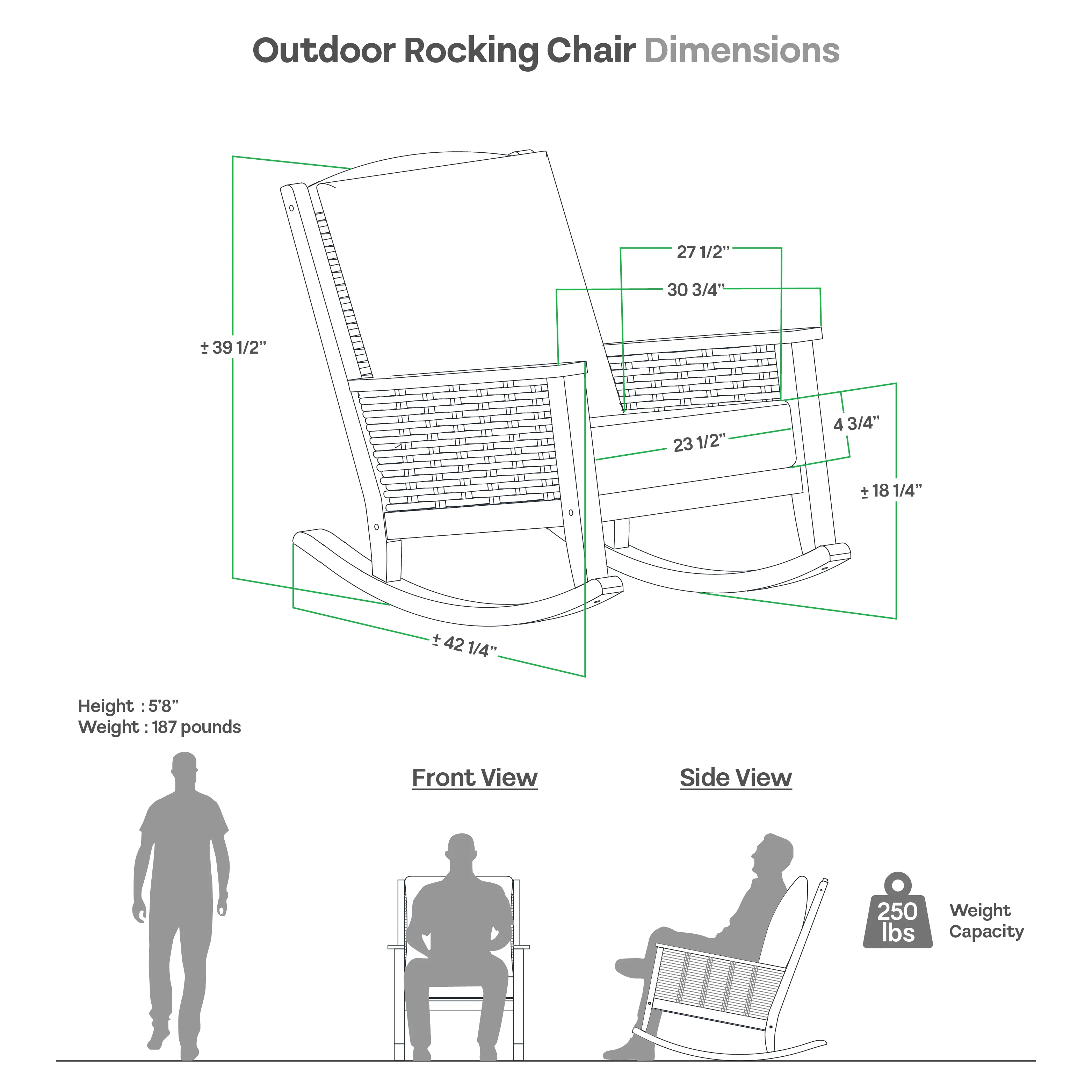 Chester Teak Wood Patio Rocking Chair with Tan Cushion - Image 13