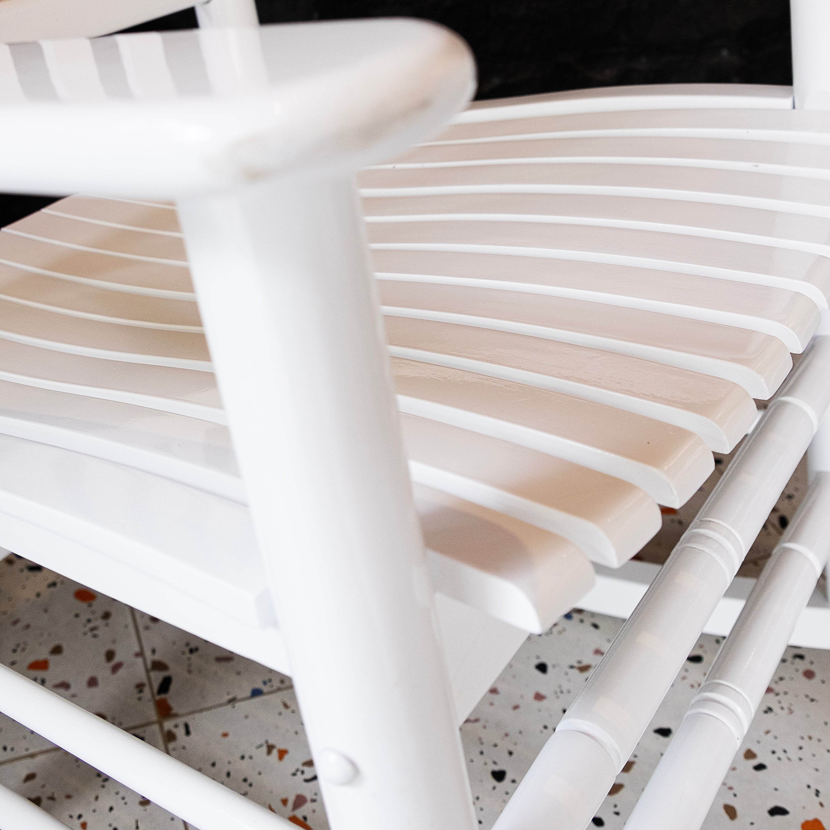 Denver 2 Piece Mahogany Wood White Porch Rocking Chair - Image 10