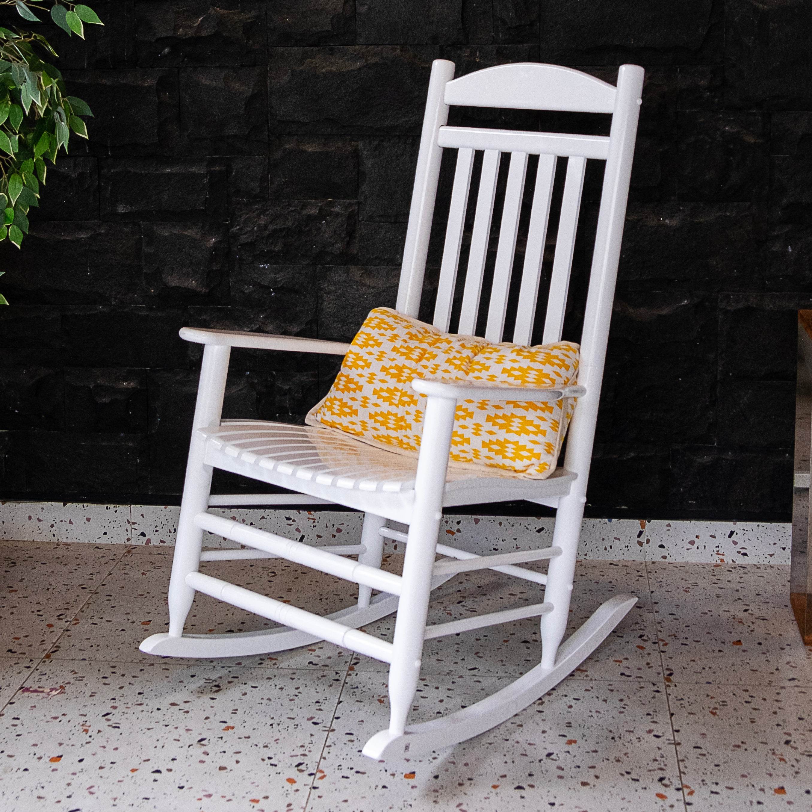 Denver 2 Piece Mahogany Wood White Porch Rocking Chair - Image 6