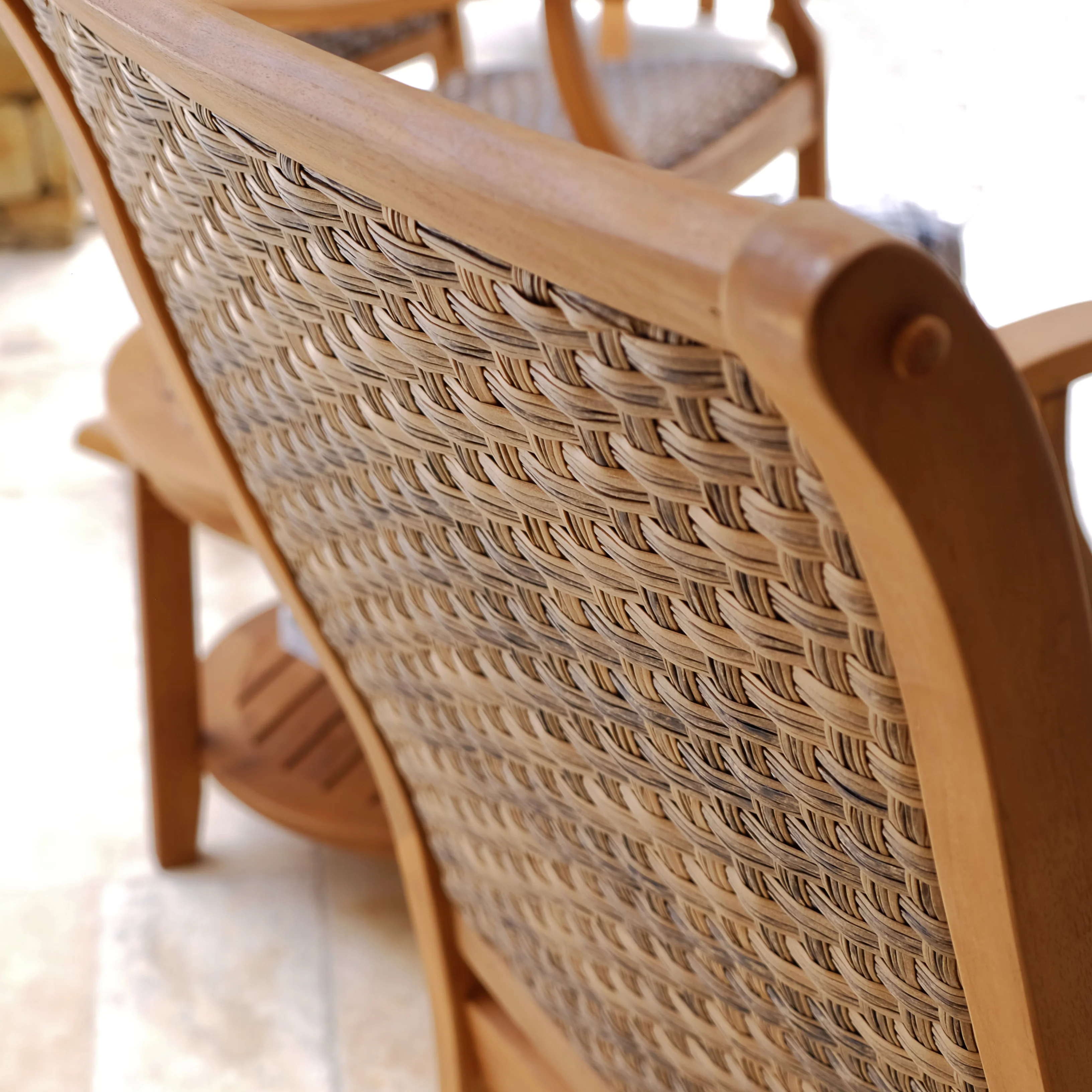 Dunham 2 Piece Teak Wood Outdoor Rocking Chair with Padded Woven Seat - Image 8