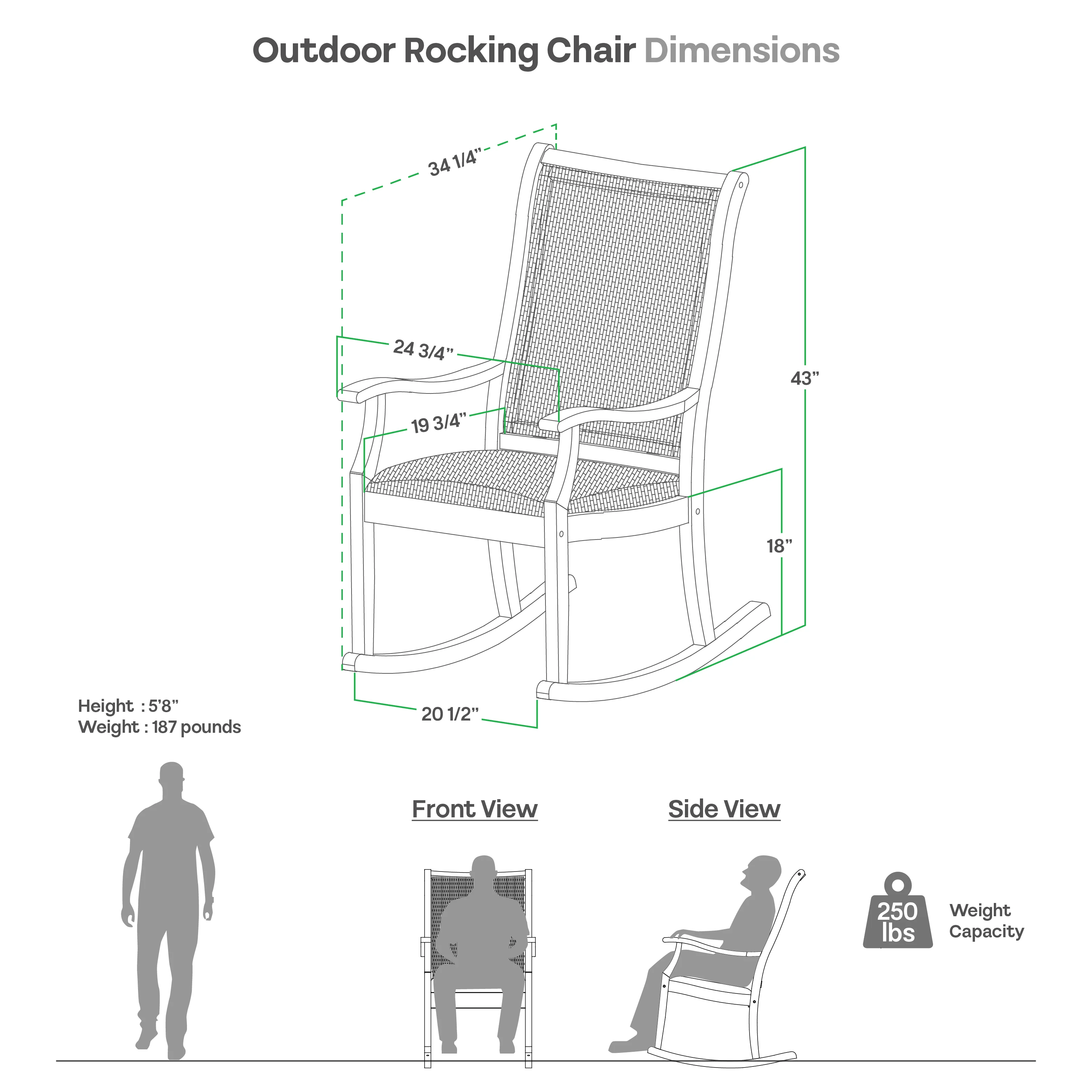 Dunham Teak Wood 3 Piece Outdoor Rocking Chair with Padded Woven Seat - Image 13