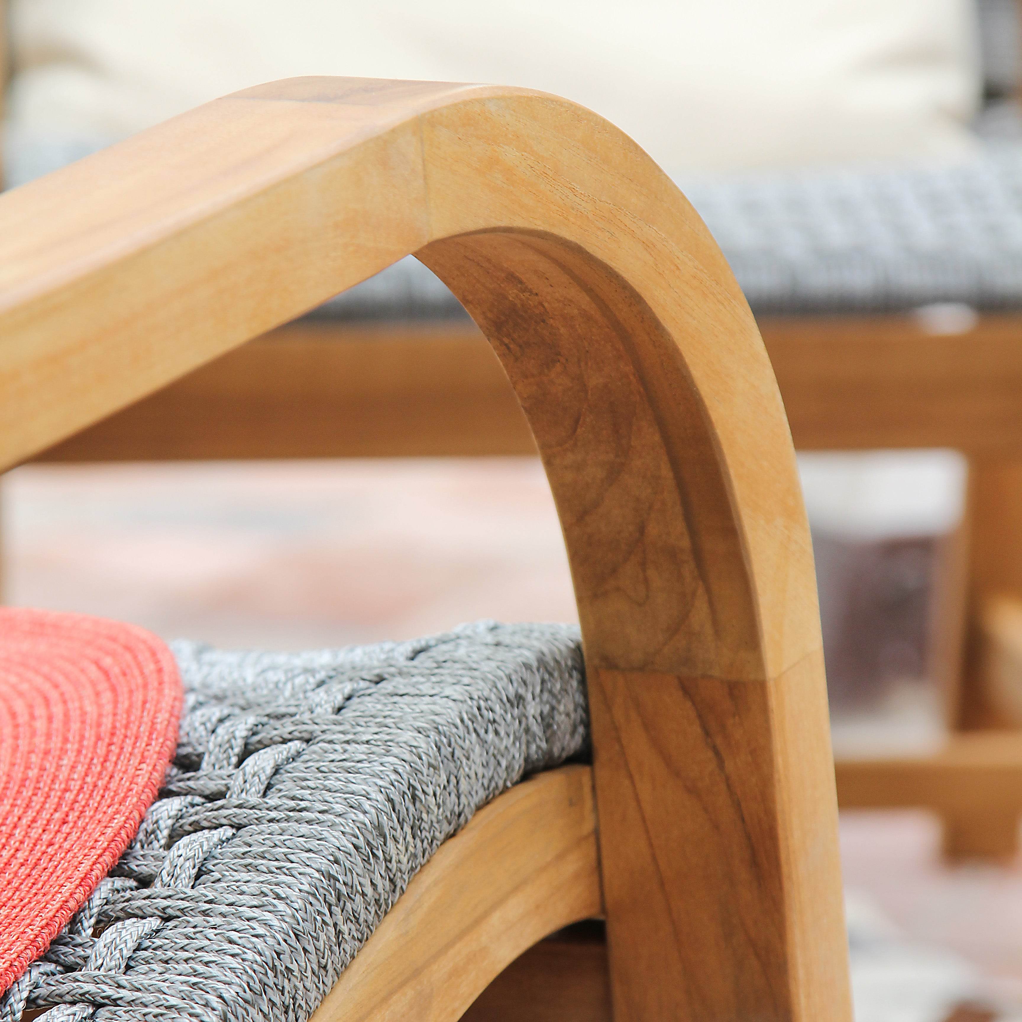 Dunham Teak Wood 3 Piece Patio Conversation Set (FREE Lumbar Pillow) - Image 10