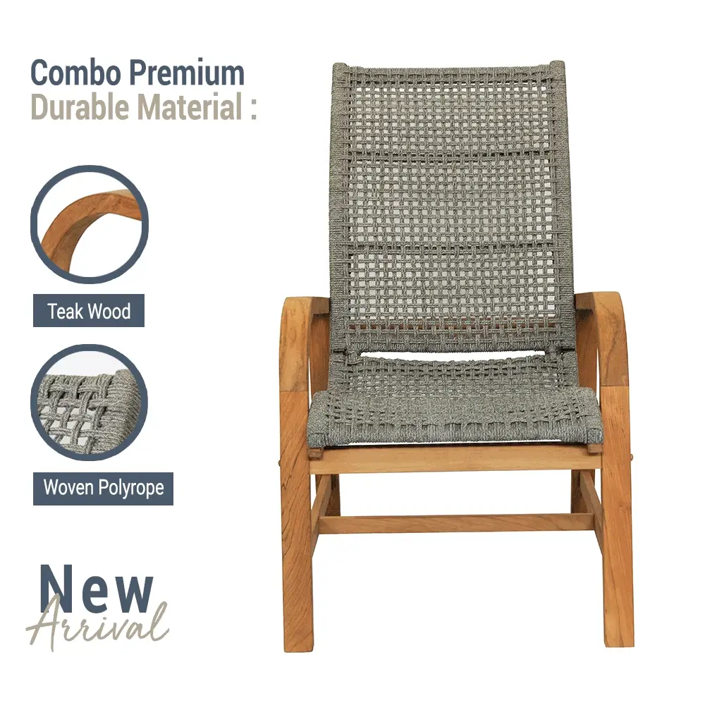 Dunham Teak Wood 3 Piece Patio Conversation Set (FREE Lumbar Pillow) - Image 5