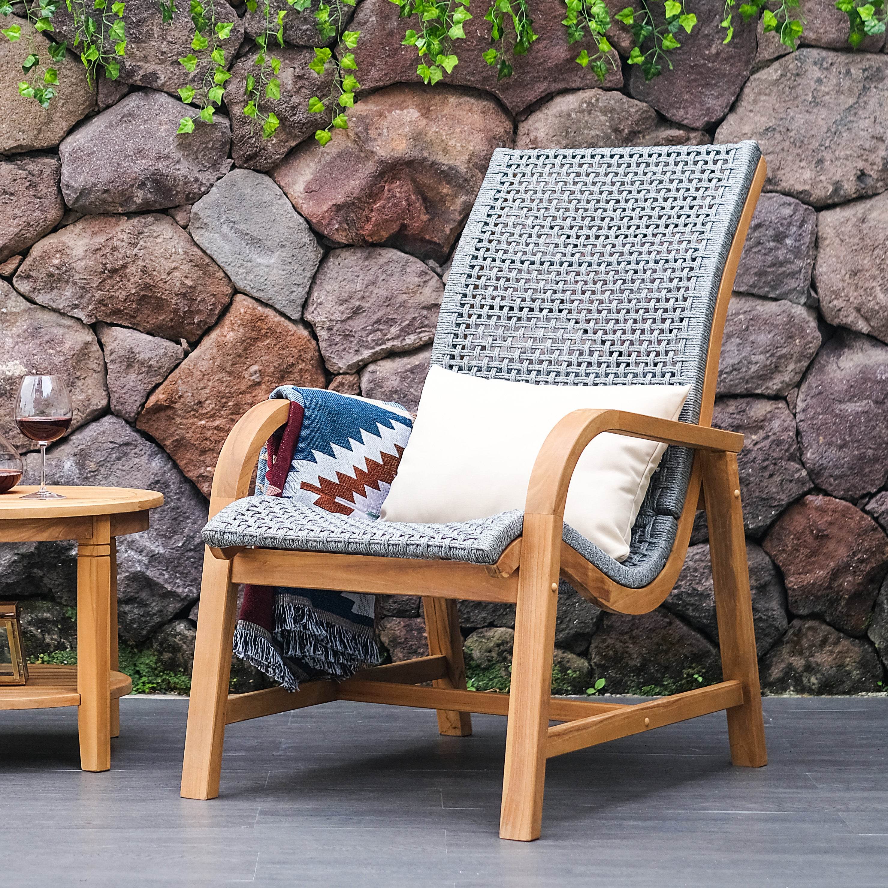 Dunham Teak Wood 3 Piece Patio Conversation Set (FREE Lumbar Pillow) - Image 8