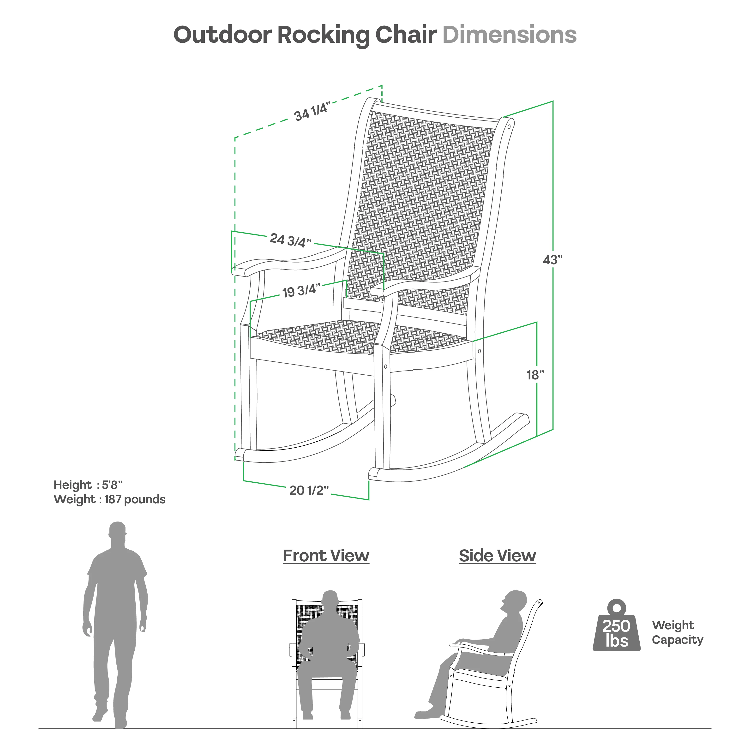 Dunham Teak Wood Outdoor Rocking Chair with Padded Woven Seat - Image 10