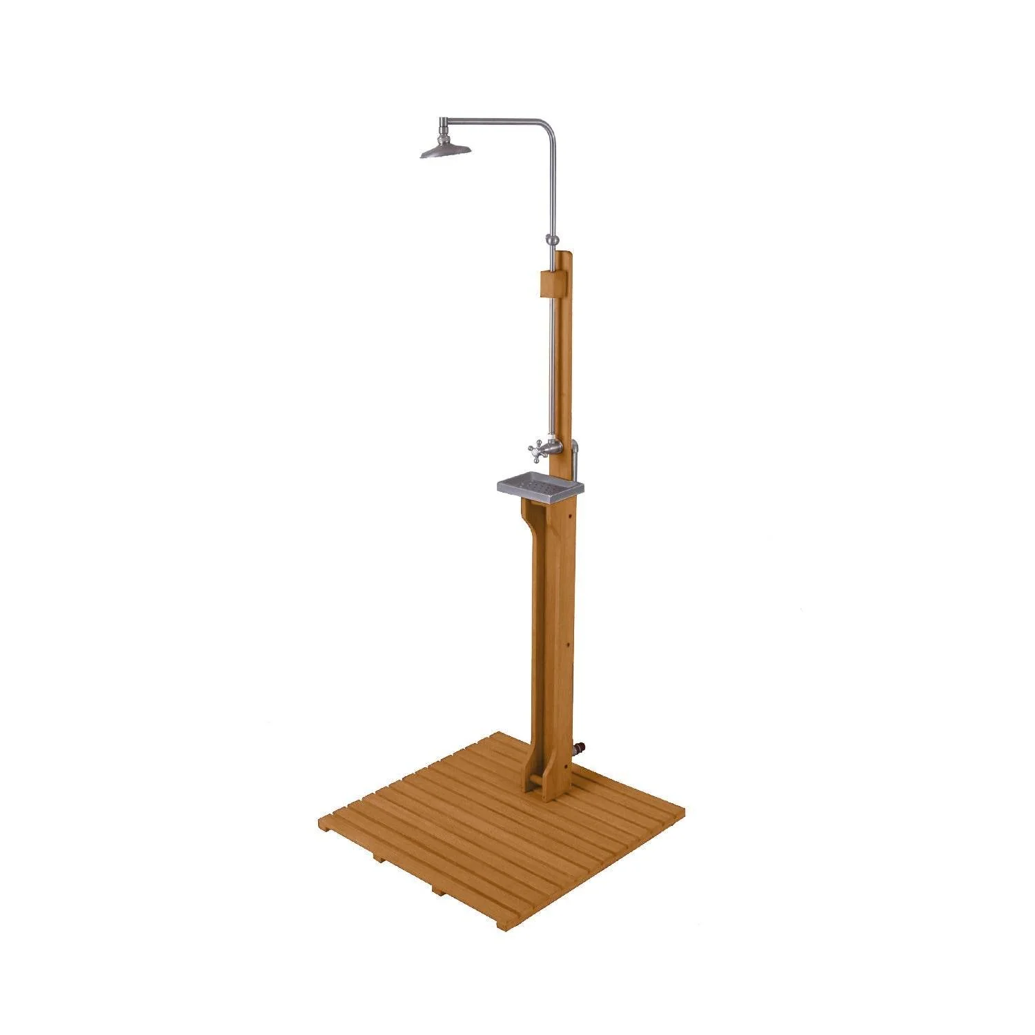 Dussi Teak Wood Freestanding Outdoor Shower and Footwash Spout - Image 5