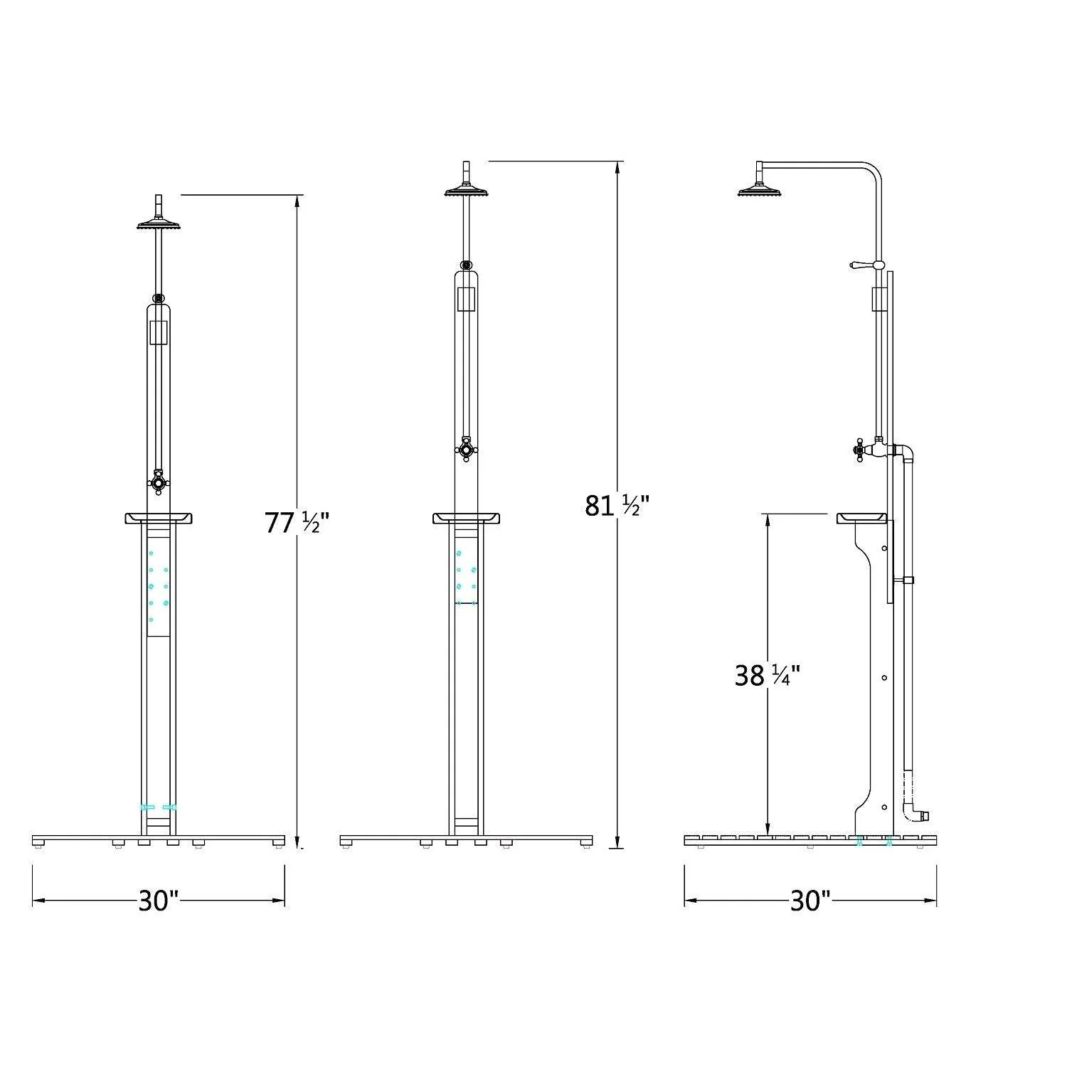 Dussi Teak Wood Freestanding Outdoor Shower and Footwash Spout - Image 6