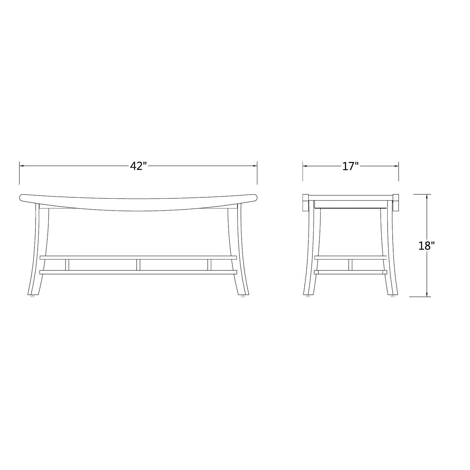 Dussi Teak Wood Large Shower Bench Stool with Shelf - Image 10
