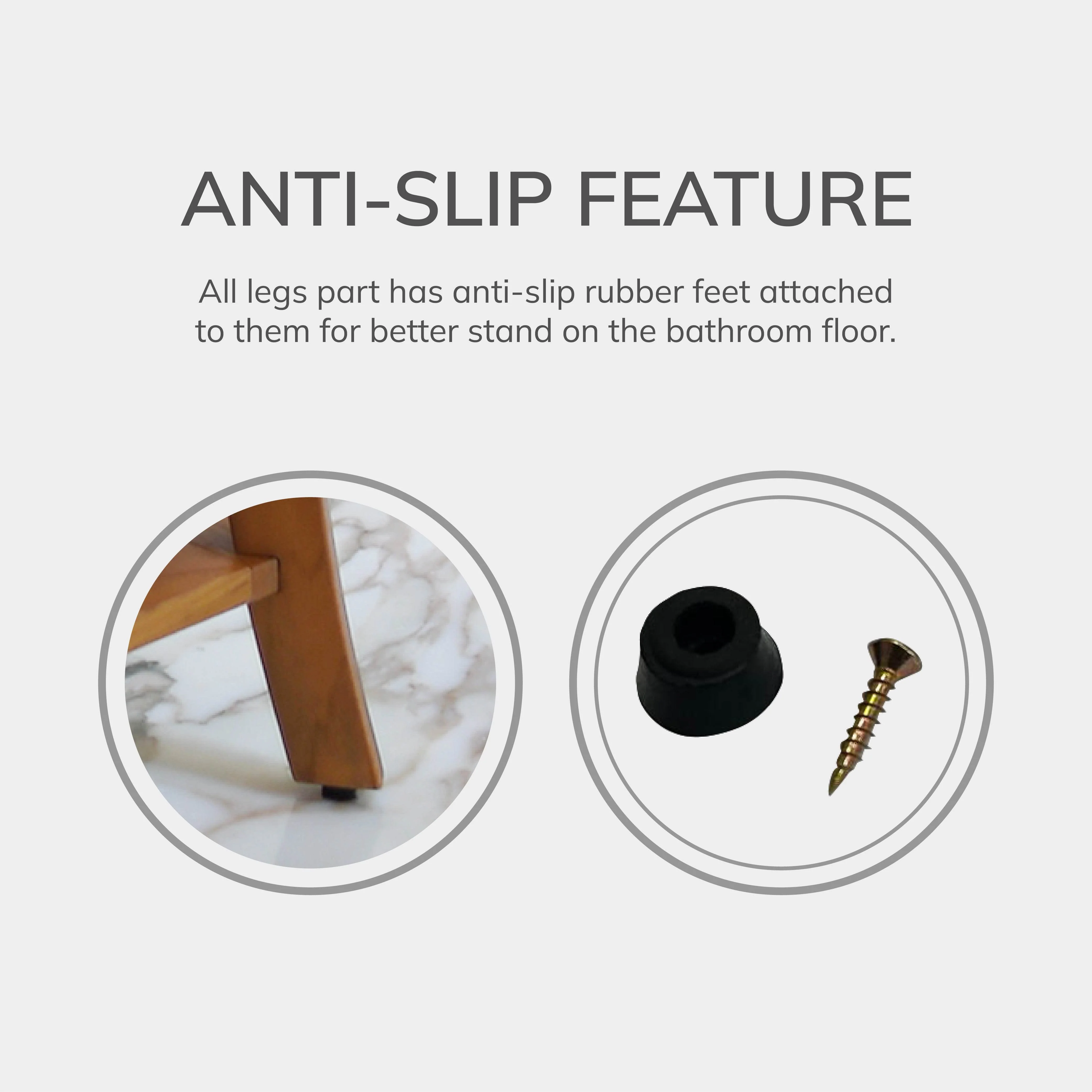 Dussi Teak Wood Large Shower Bench Stool with Shelf - Image 4