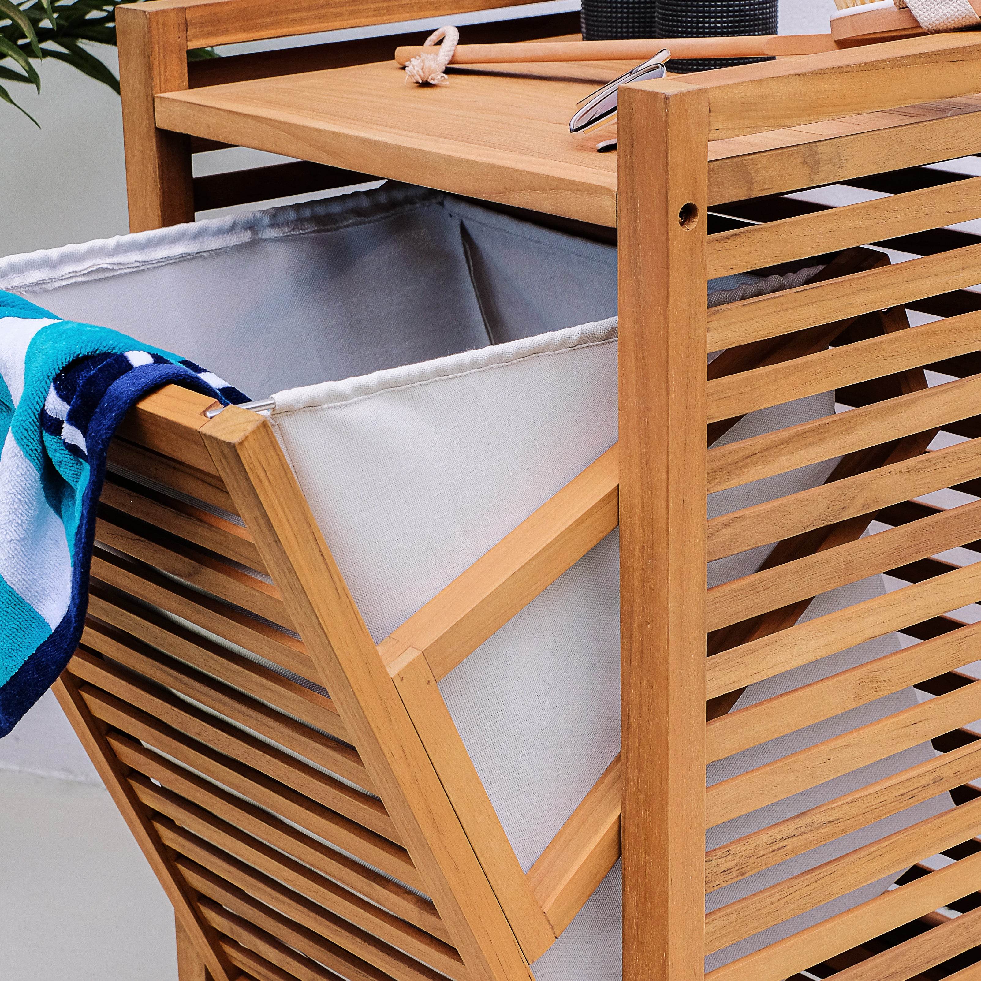 Dussi Teak Wood Laundry Hamper - Image 4