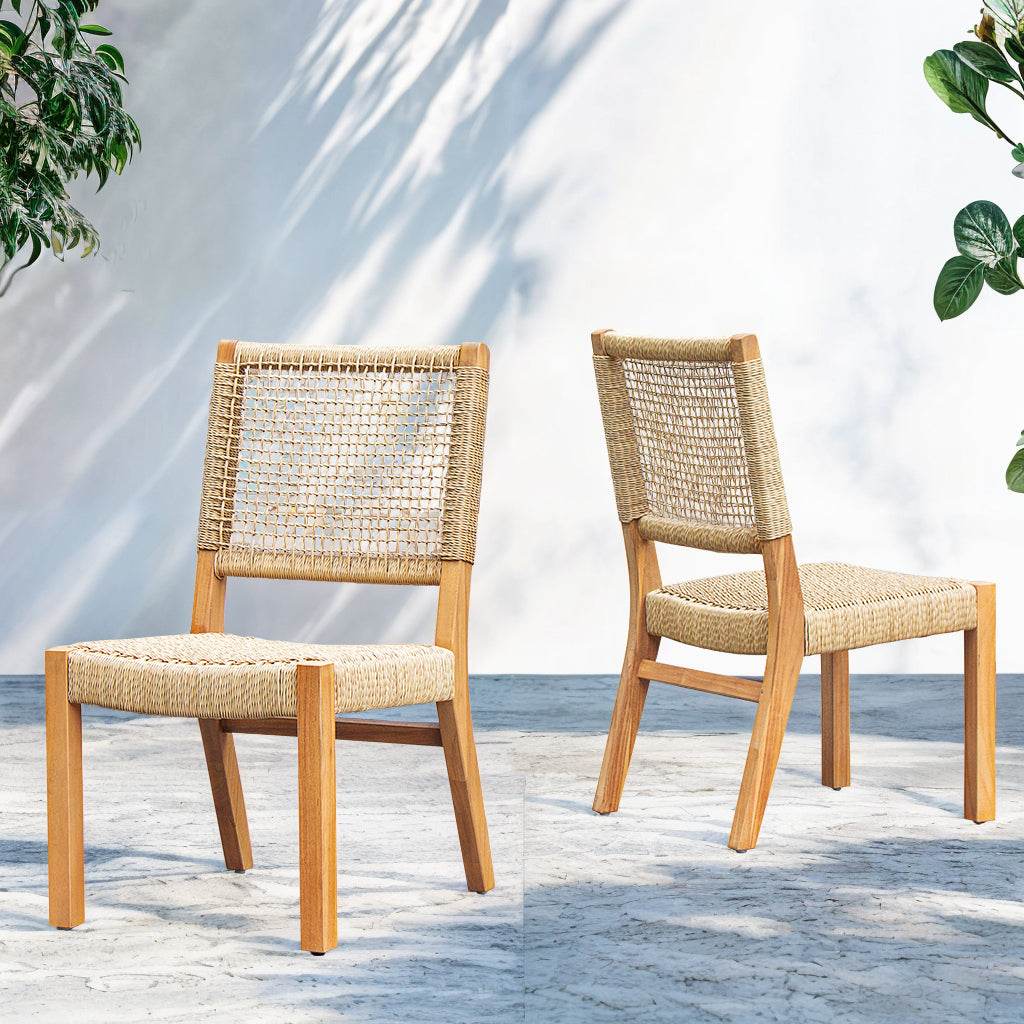 Eden 2 Piece Teak Wood Outdoor Dining Chair - Image 4