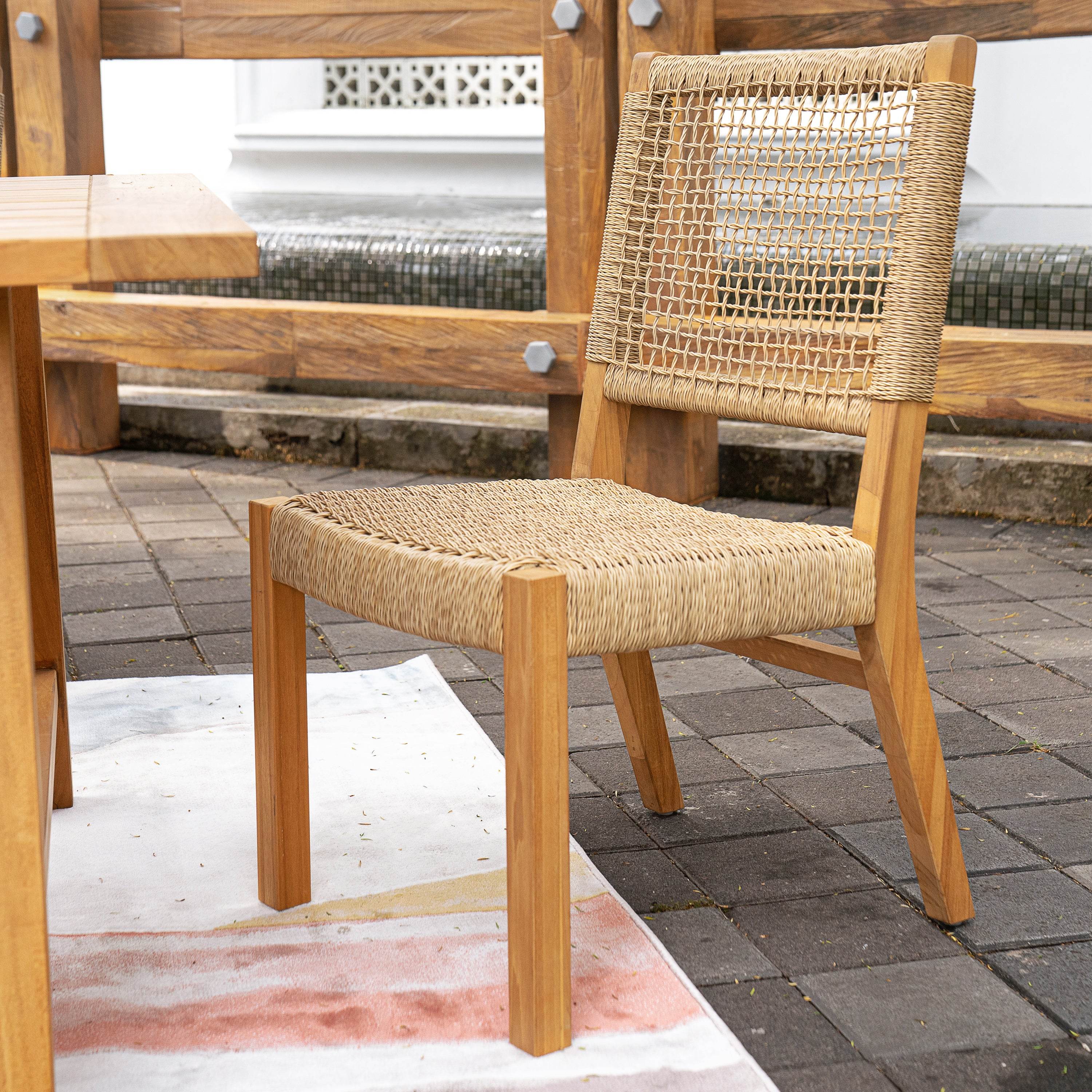 Eden 2 Piece Teak Wood Outdoor Dining Chair - Image 6