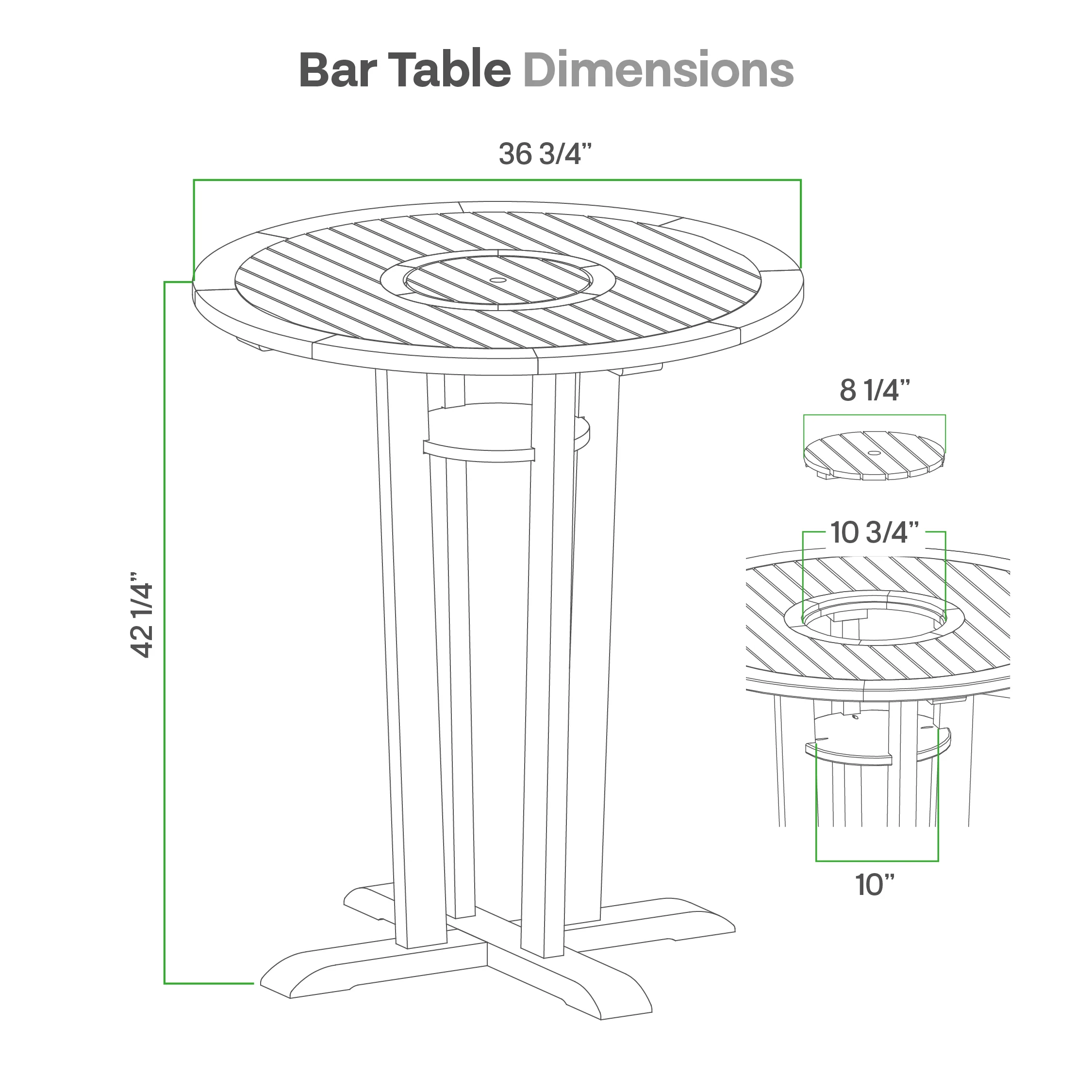 Eden Teak Wood 3 Piece Outdoor Bar Dining Set - Image 12