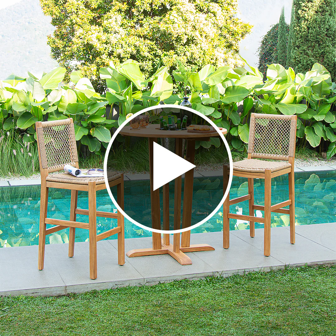 Eden Teak Wood 3 Piece Outdoor Bar Dining Set - Image 5