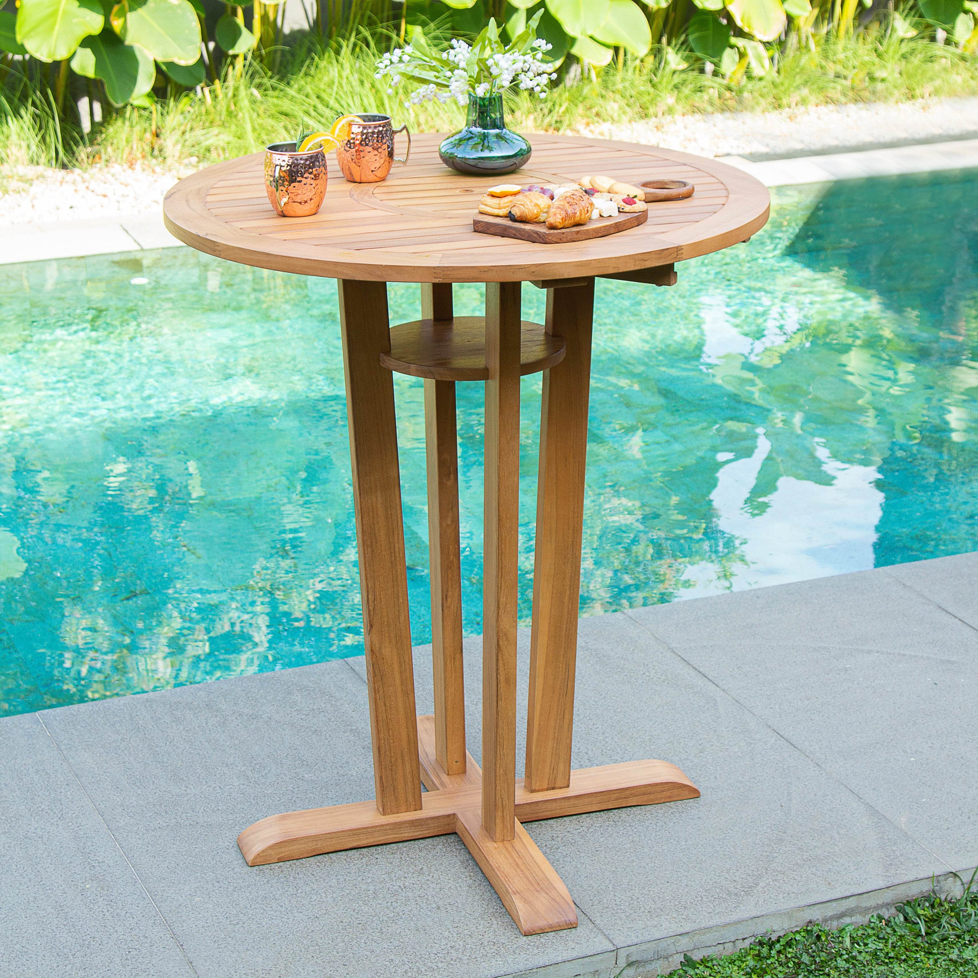 Eden Teak Wood 3 Piece Outdoor Bar Dining Set - Image 7
