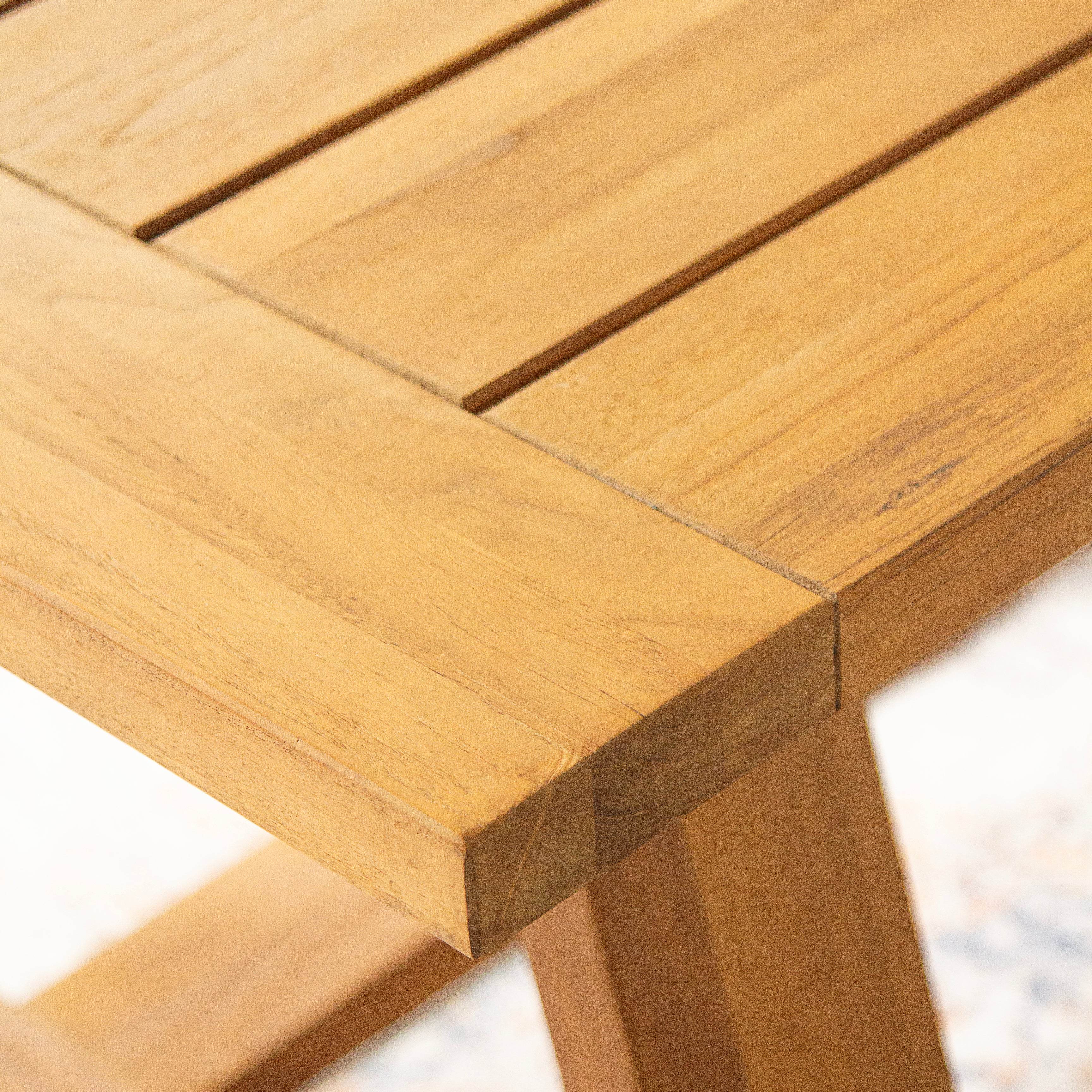 Eden Teak Wood 7 Piece Outdoor Dining Set with Tan Polyrope - Image 8