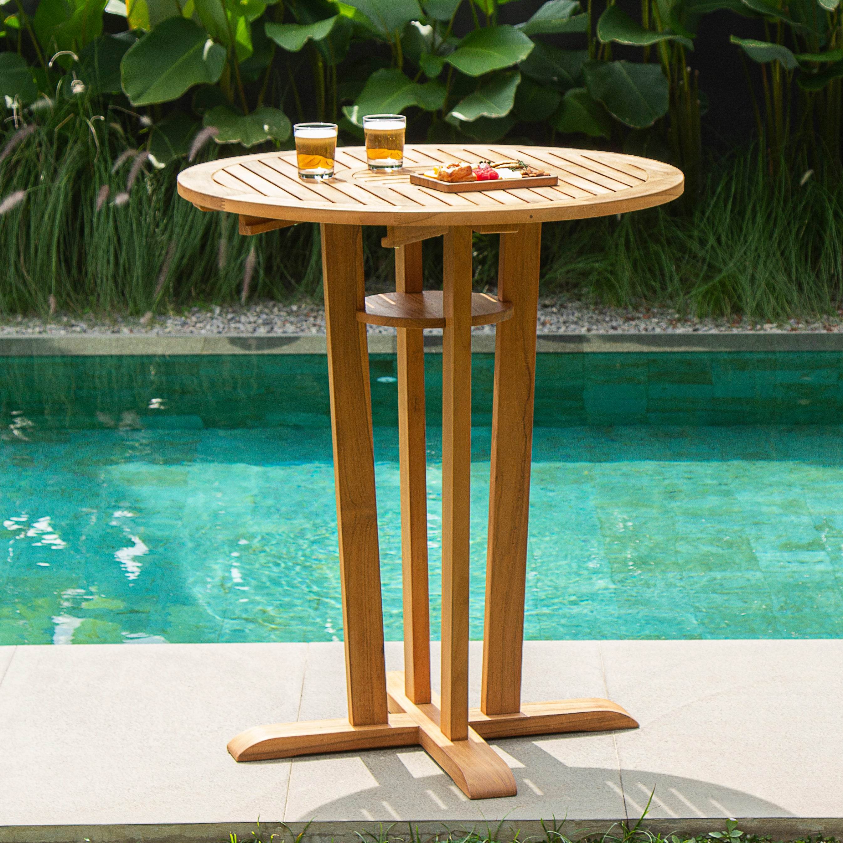 Eden Teak Wood Outdoor Bar Dining Table - Image 3